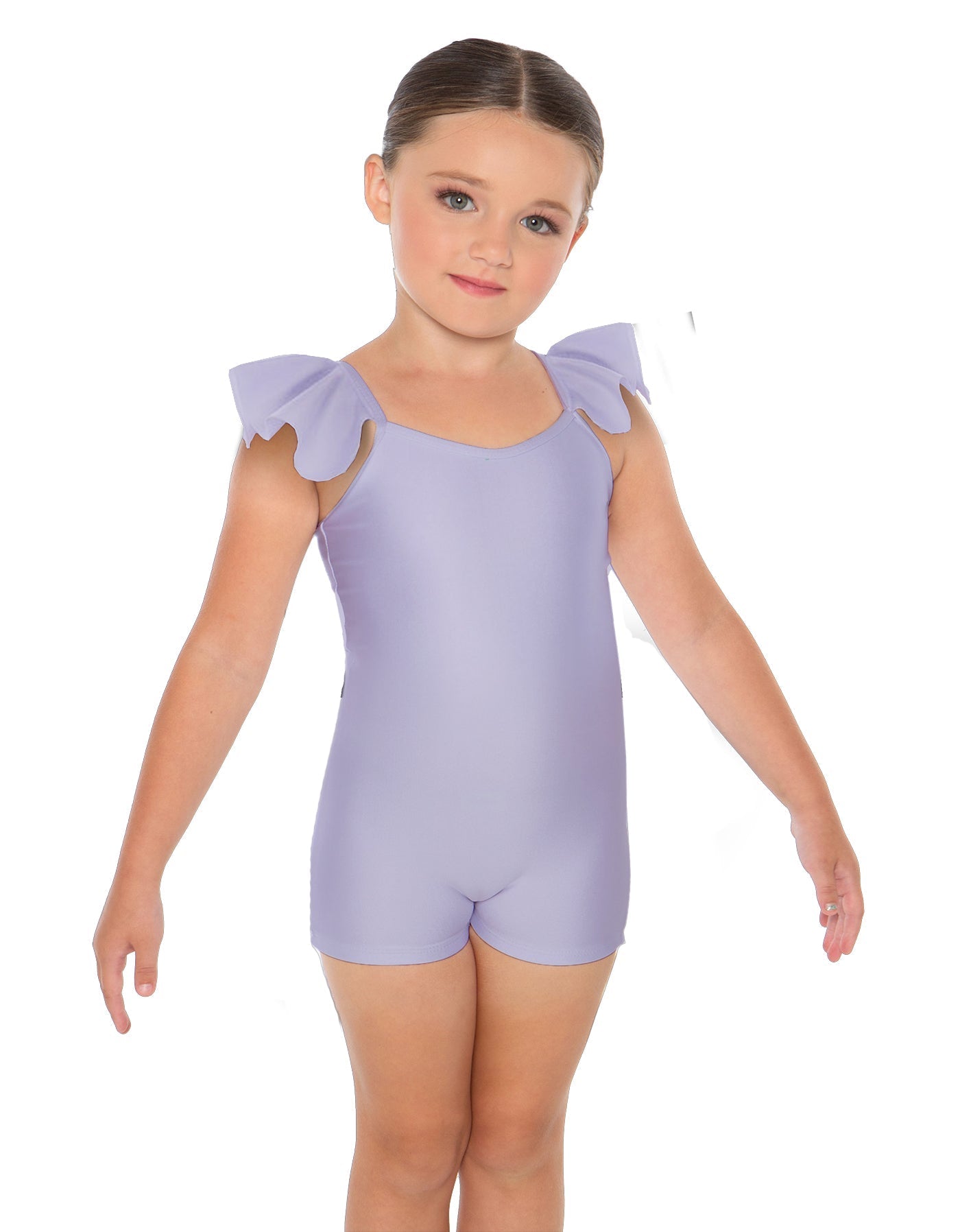 Solid Lycra Camisole Flutter Sleeve Biketard