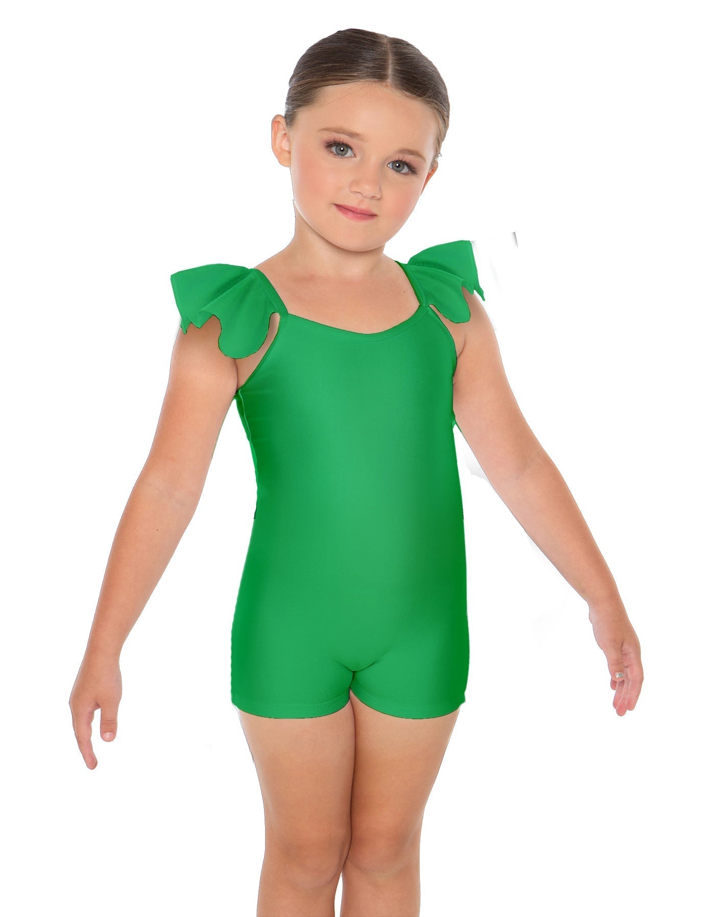 Solid Lycra Camisole Flutter Sleeve Biketard