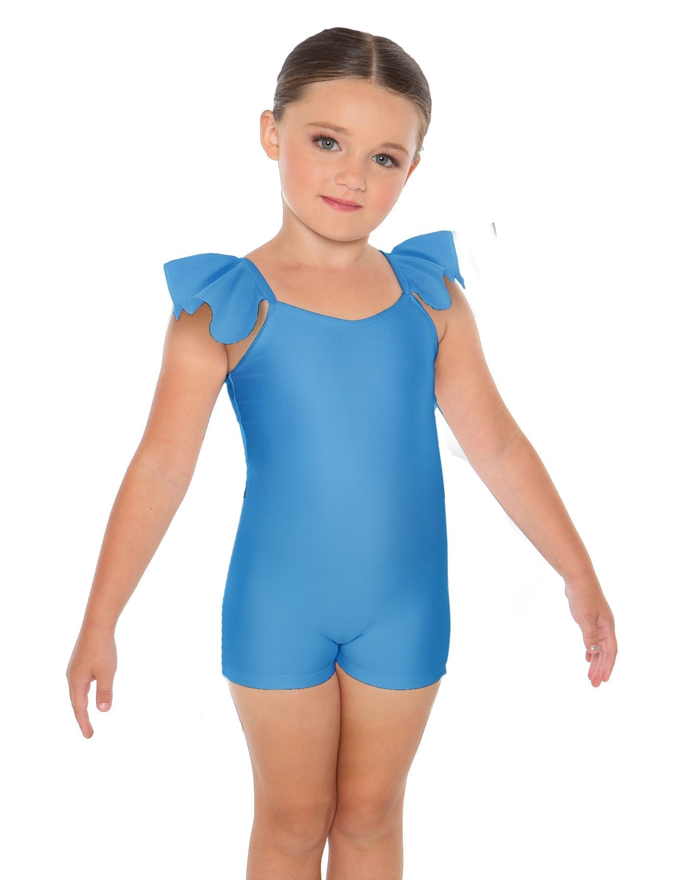 Solid Lycra Camisole Flutter Sleeve Biketard