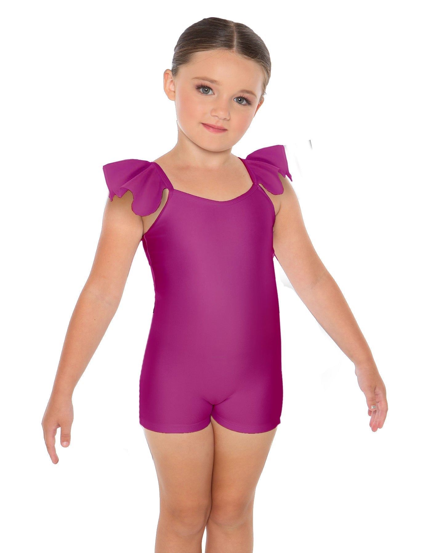 Solid Lycra Camisole Flutter Sleeve Biketard