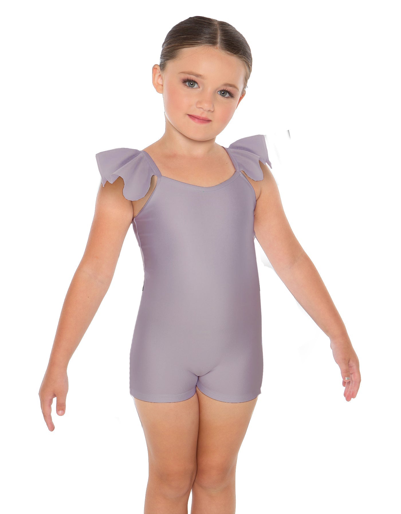 Solid Lycra Camisole Flutter Sleeve Biketard