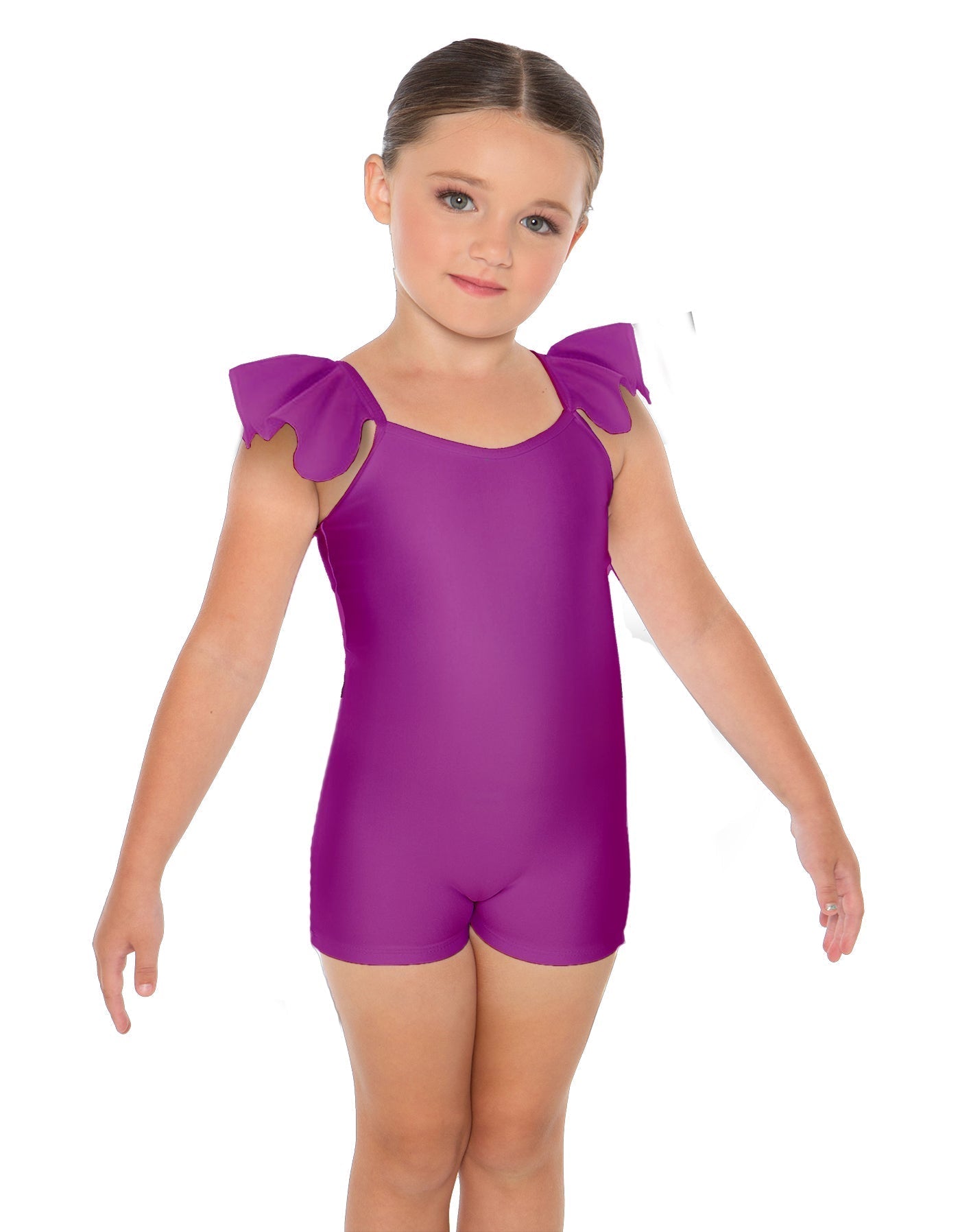 Solid Lycra Camisole Flutter Sleeve Biketard