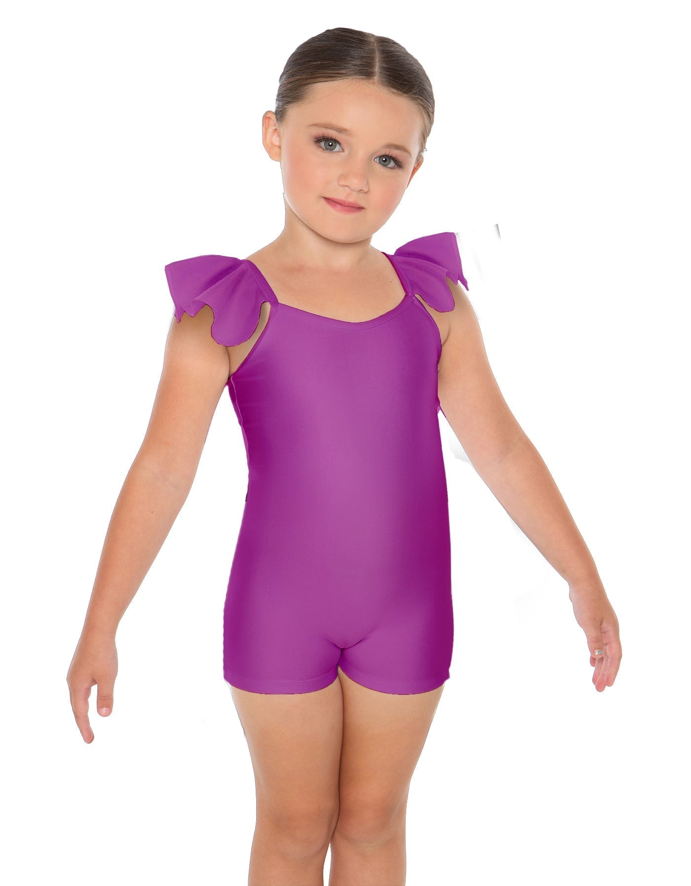 Solid Lycra Camisole Flutter Sleeve Biketard