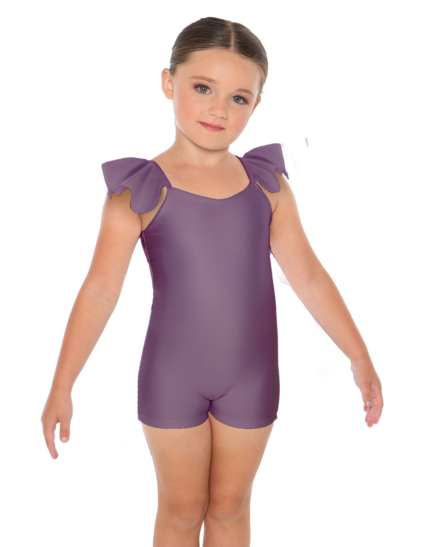 Solid Lycra Camisole Flutter Sleeve Biketard