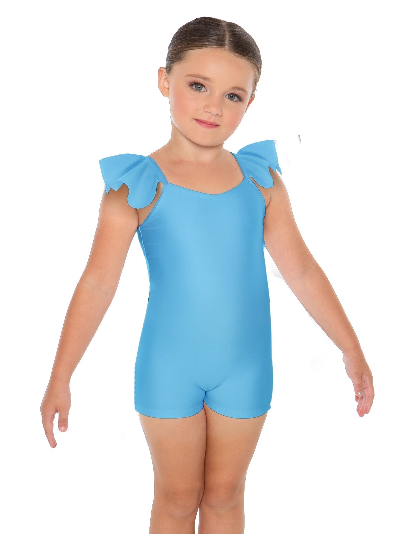 Solid Lycra Camisole Flutter Sleeve Biketard