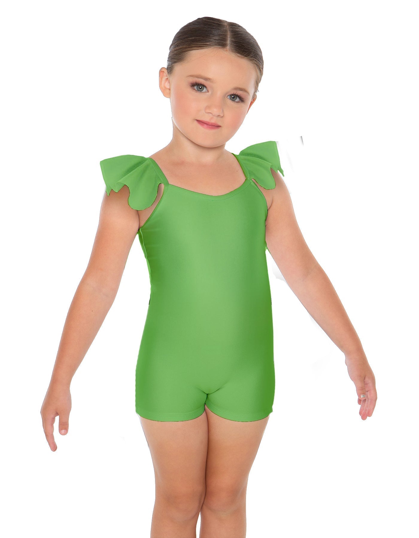 Solid Lycra Camisole Flutter Sleeve Biketard