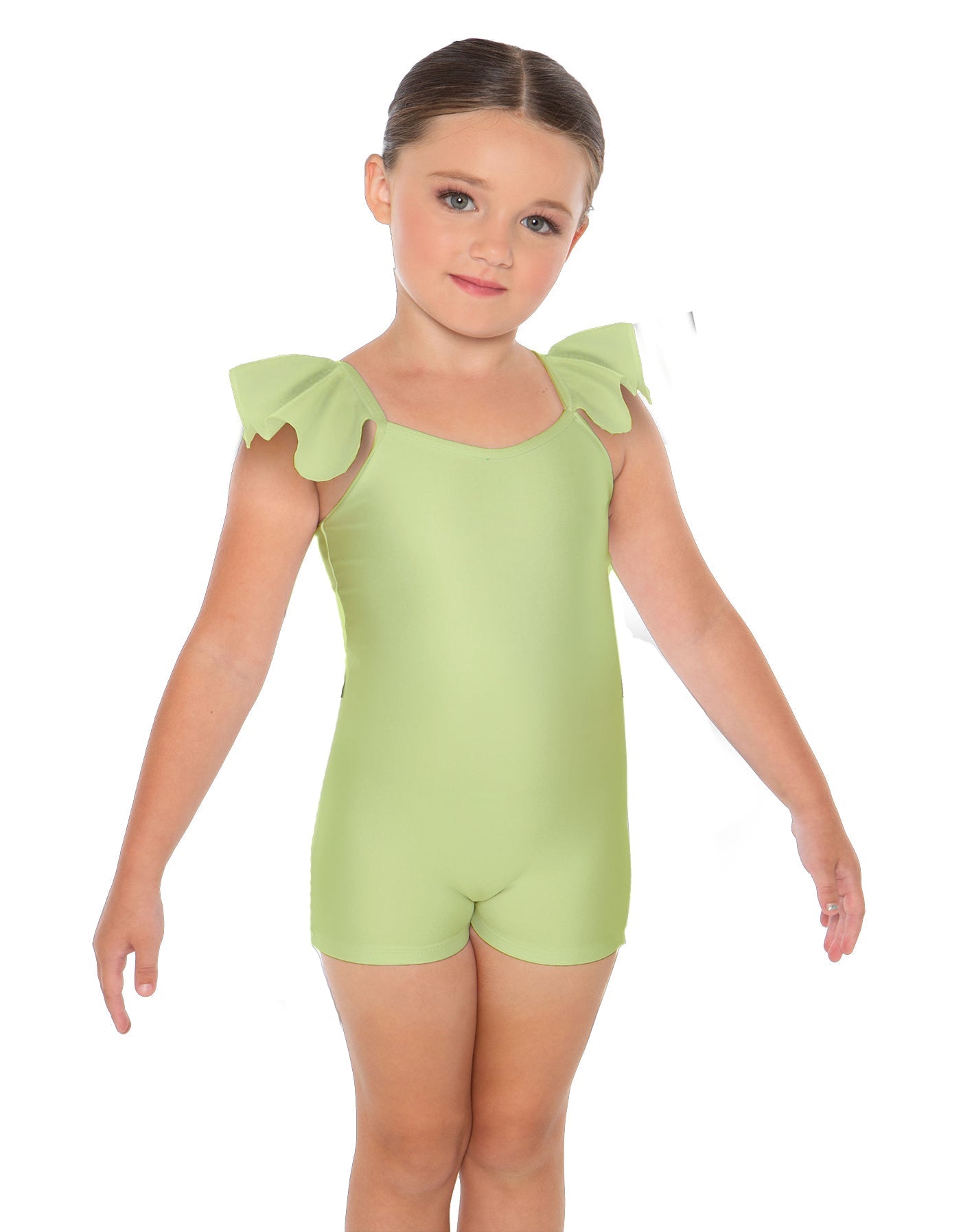 Solid Lycra Camisole Flutter Sleeve Biketard