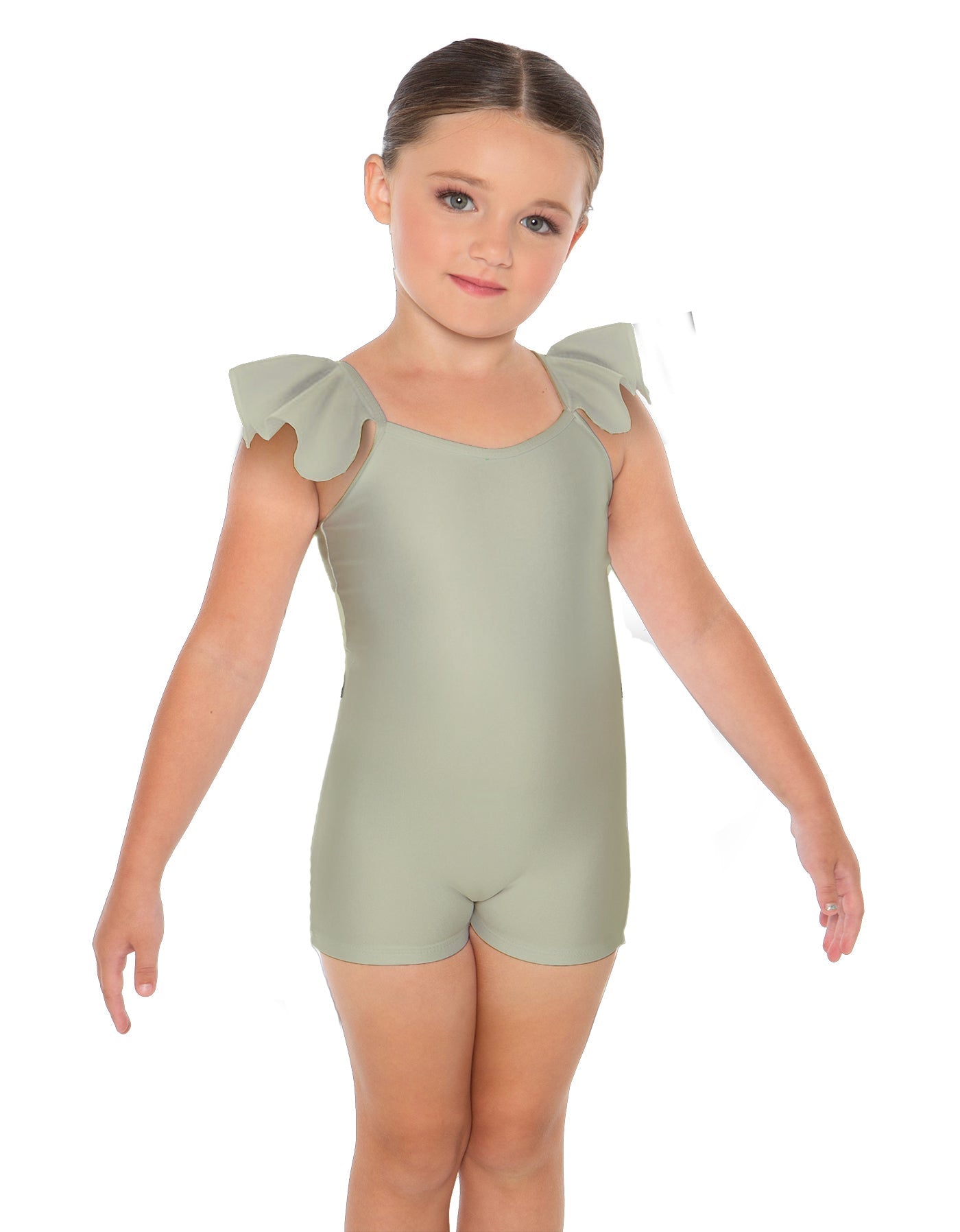 Solid Lycra Camisole Flutter Sleeve Biketard