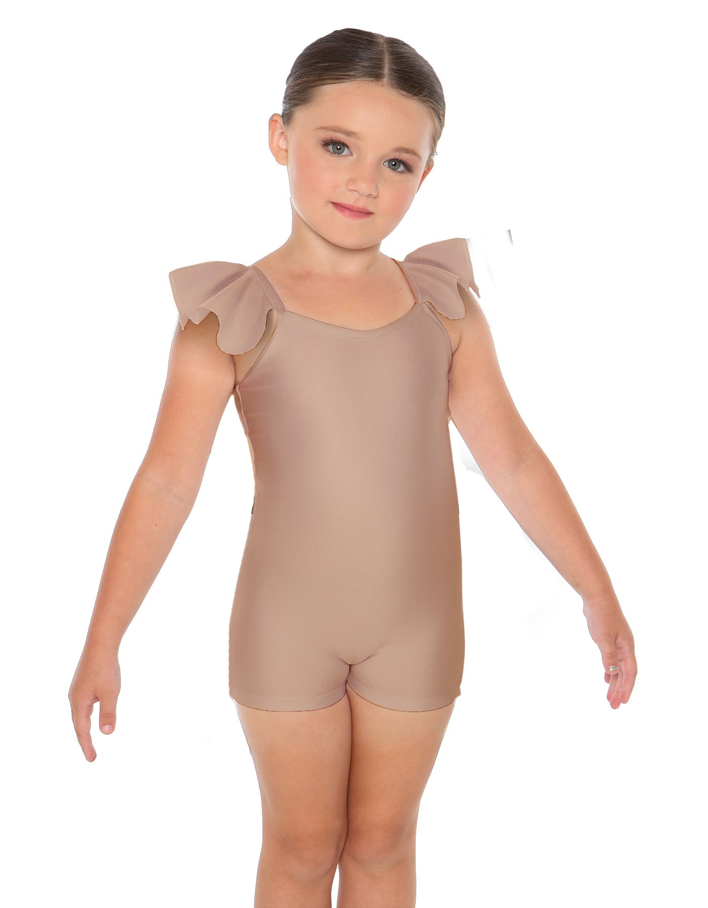 Solid Lycra Camisole Flutter Sleeve Biketard