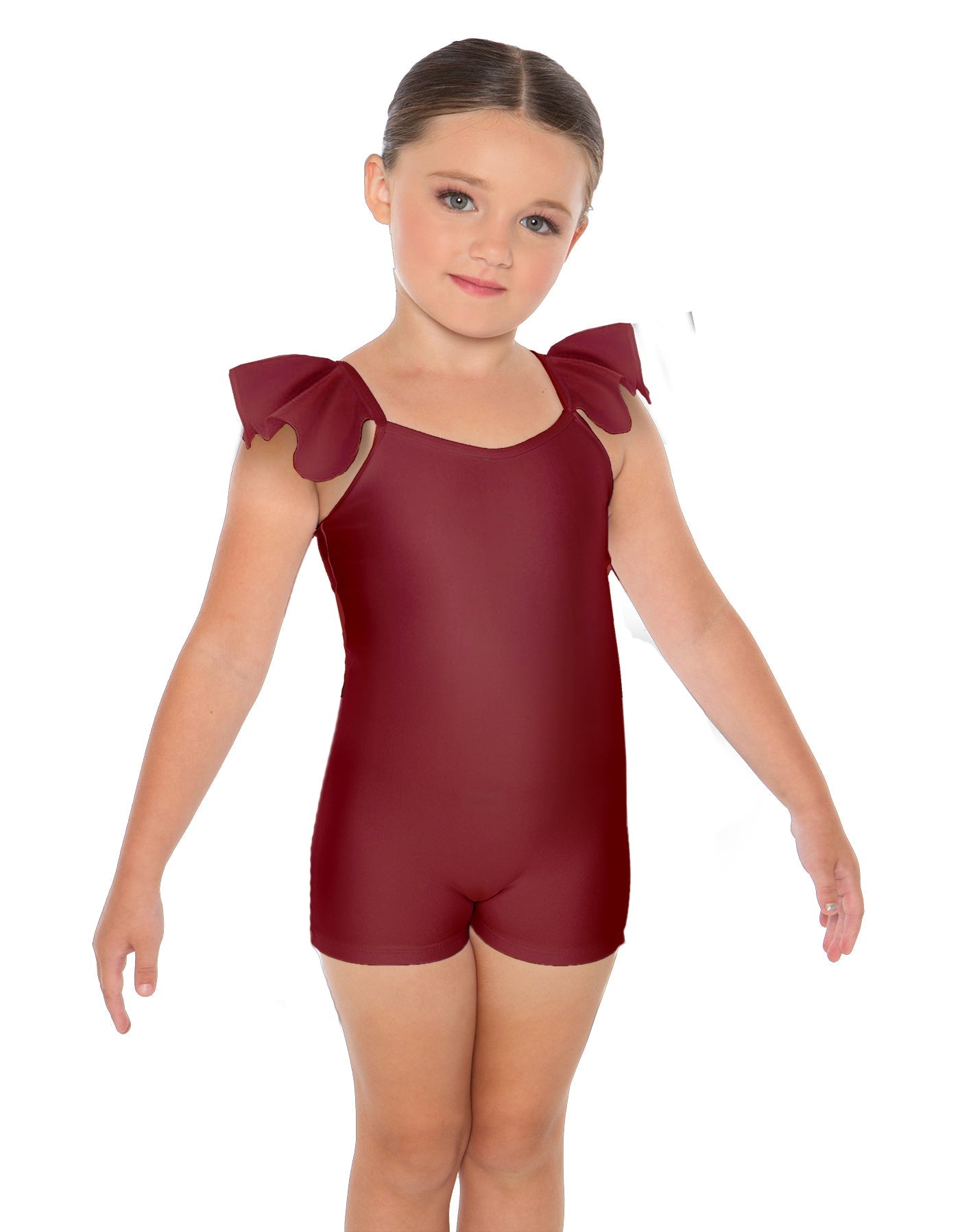 Solid Lycra Camisole Flutter Sleeve Biketard