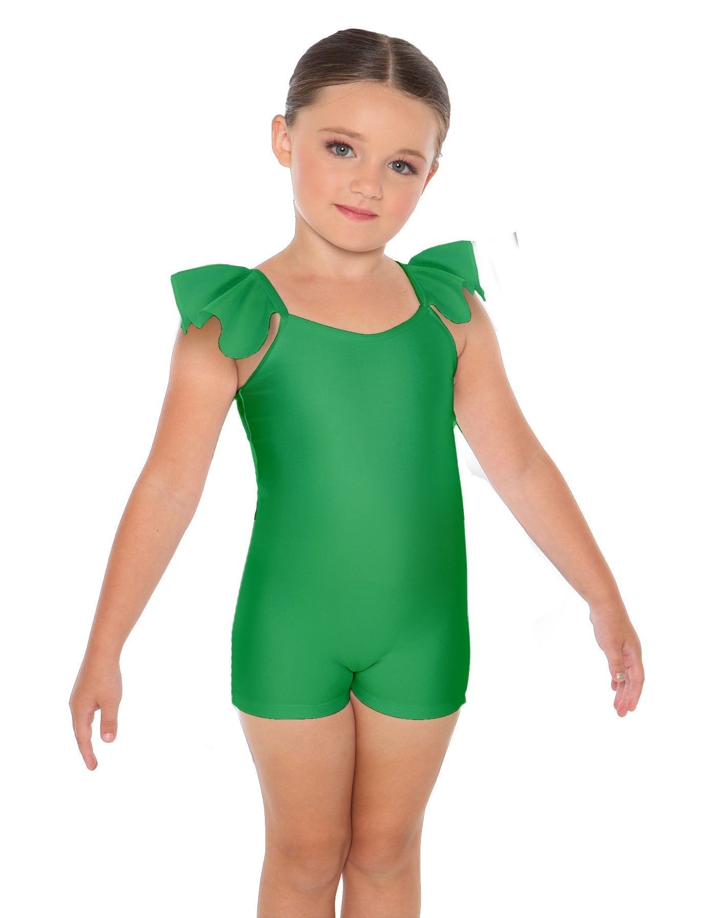 Solid Lycra Camisole Flutter Sleeve Biketard
