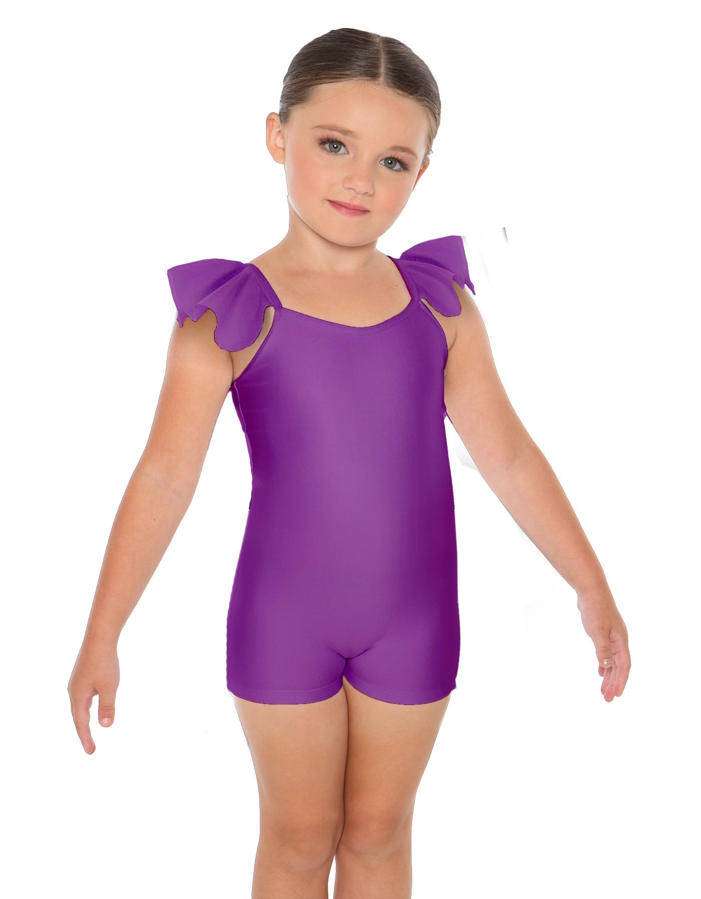 Solid Lycra Camisole Flutter Sleeve Biketard