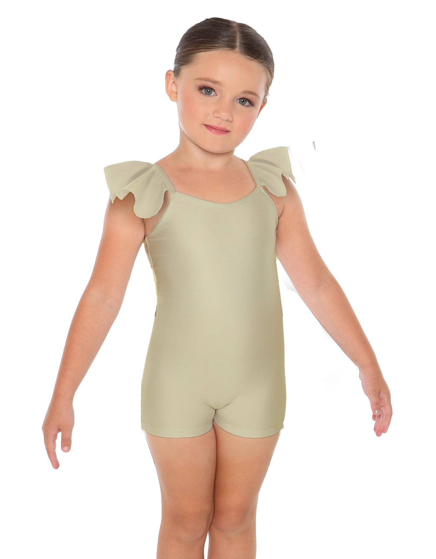 Solid Lycra Camisole Flutter Sleeve Biketard