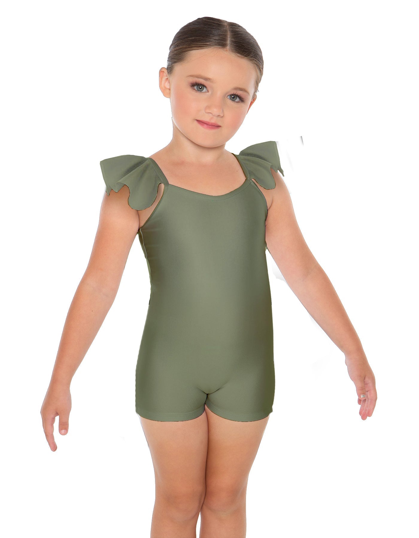 Solid Lycra Camisole Flutter Sleeve Biketard