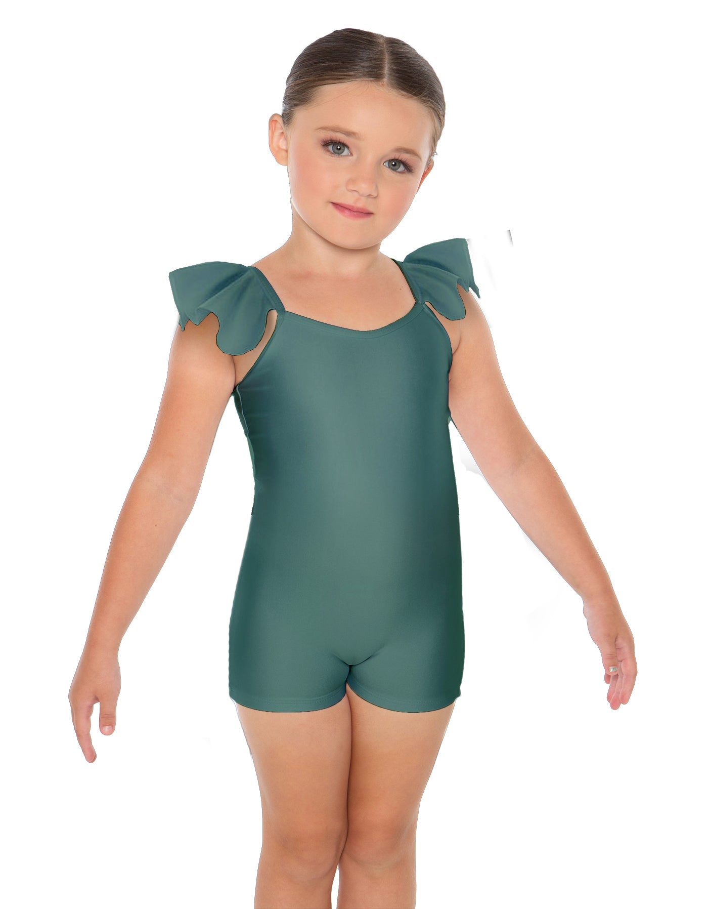 Solid Lycra Camisole Flutter Sleeve Biketard