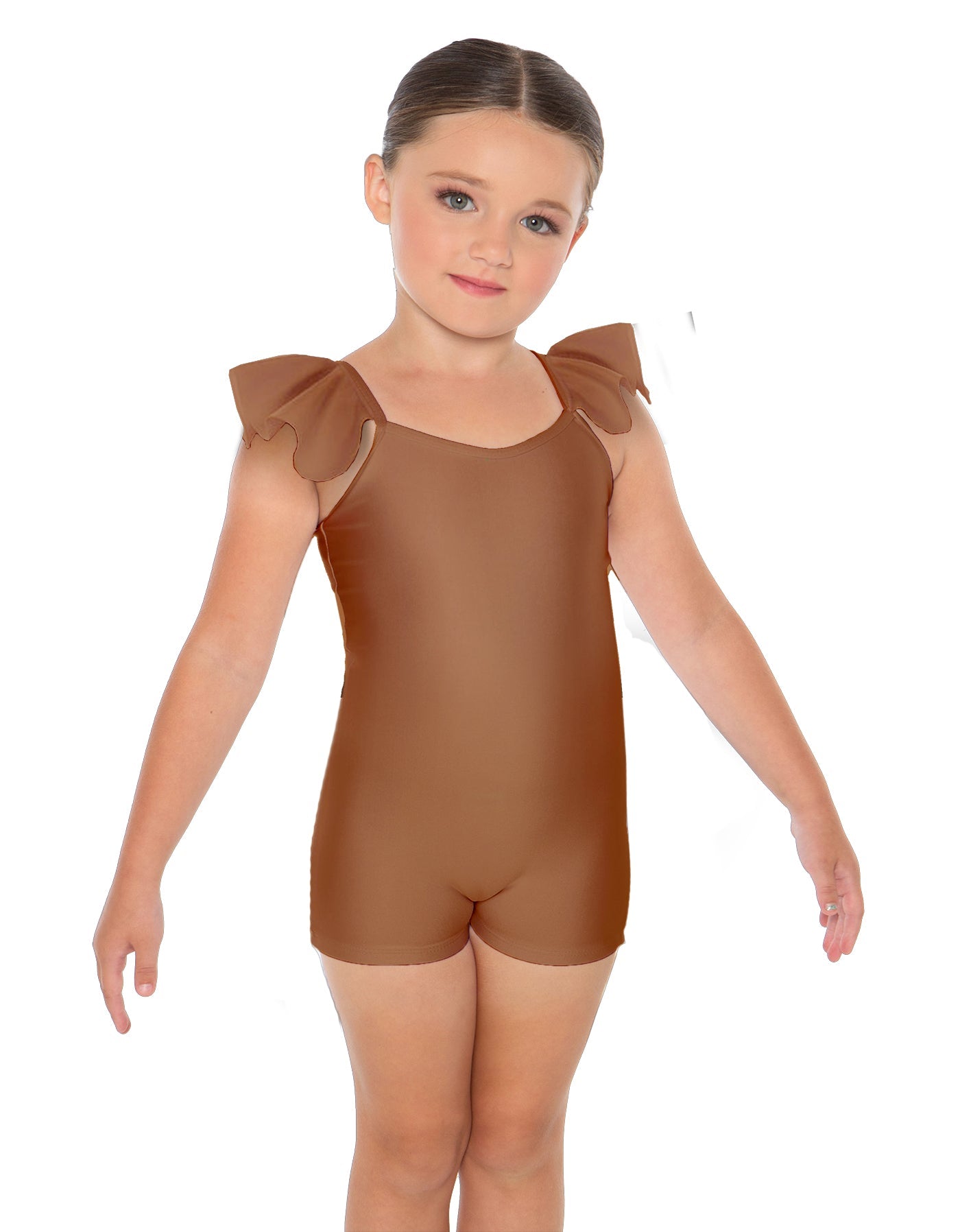 Solid Lycra Camisole Flutter Sleeve Biketard