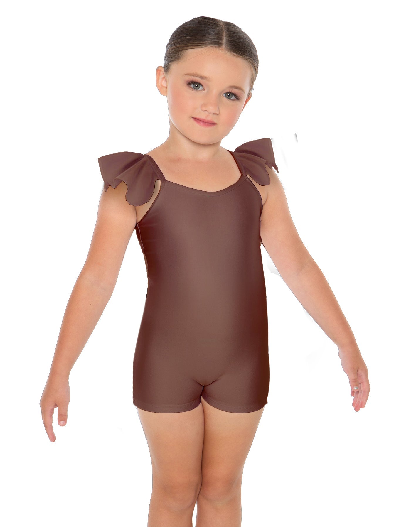 Solid Lycra Camisole Flutter Sleeve Biketard