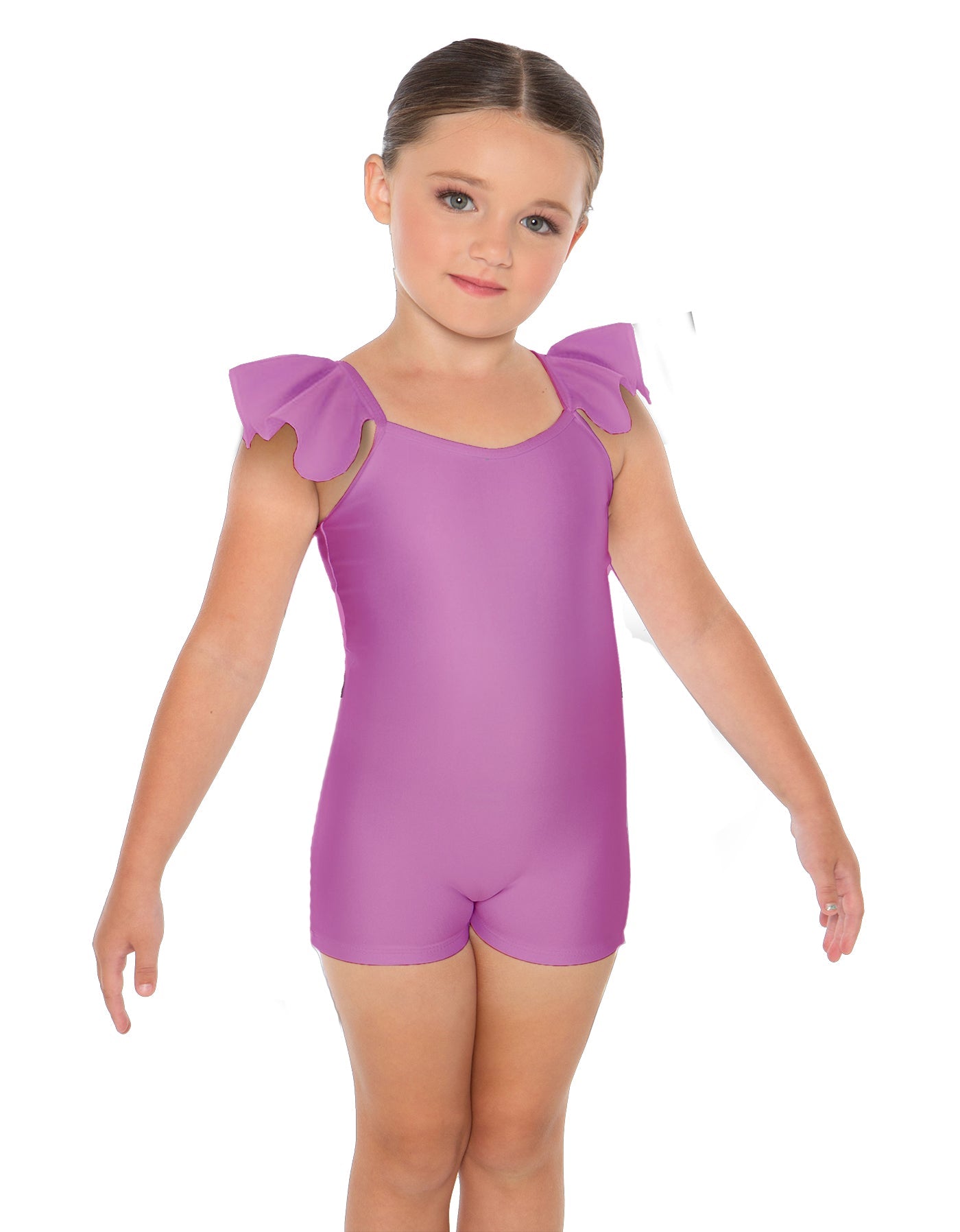 Solid Lycra Camisole Flutter Sleeve Biketard