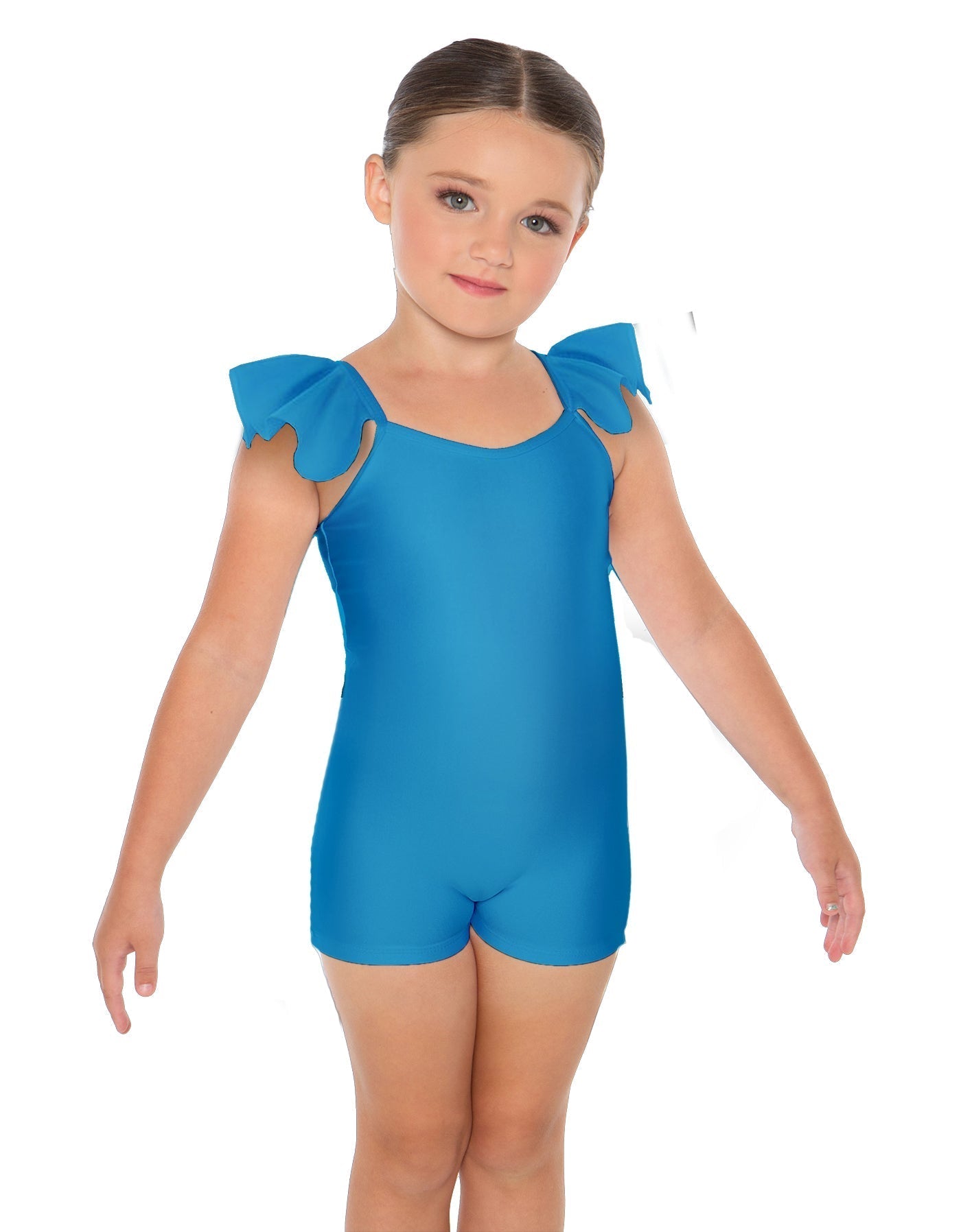 Solid Lycra Camisole Flutter Sleeve Biketard