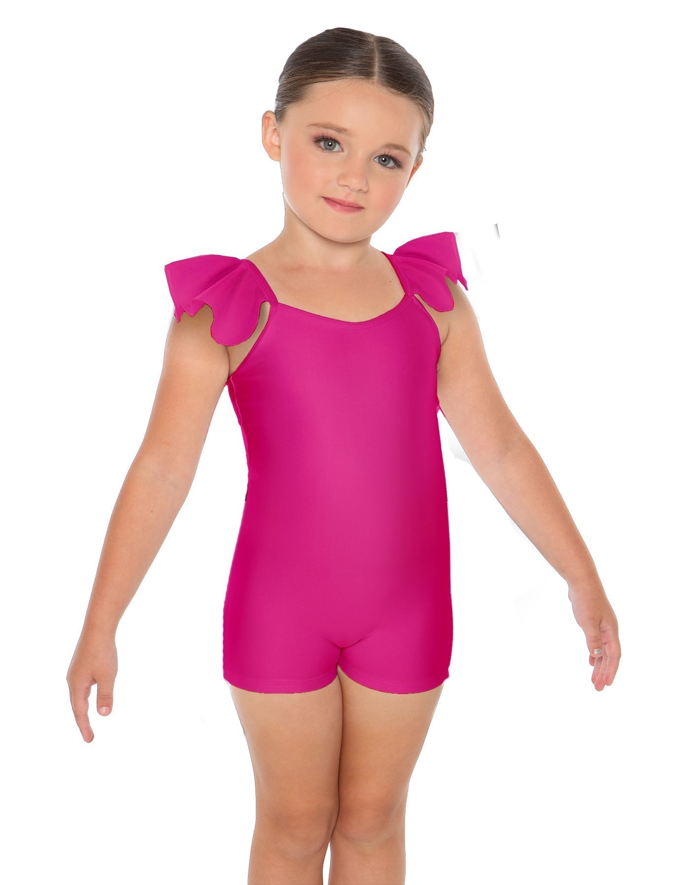 Solid Lycra Camisole Flutter Sleeve Biketard