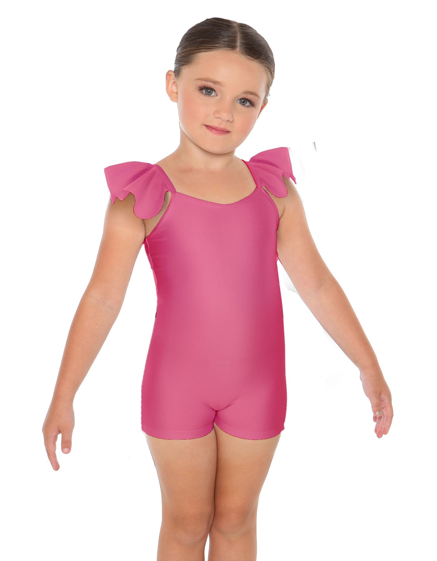 Solid Lycra Camisole Flutter Sleeve Biketard