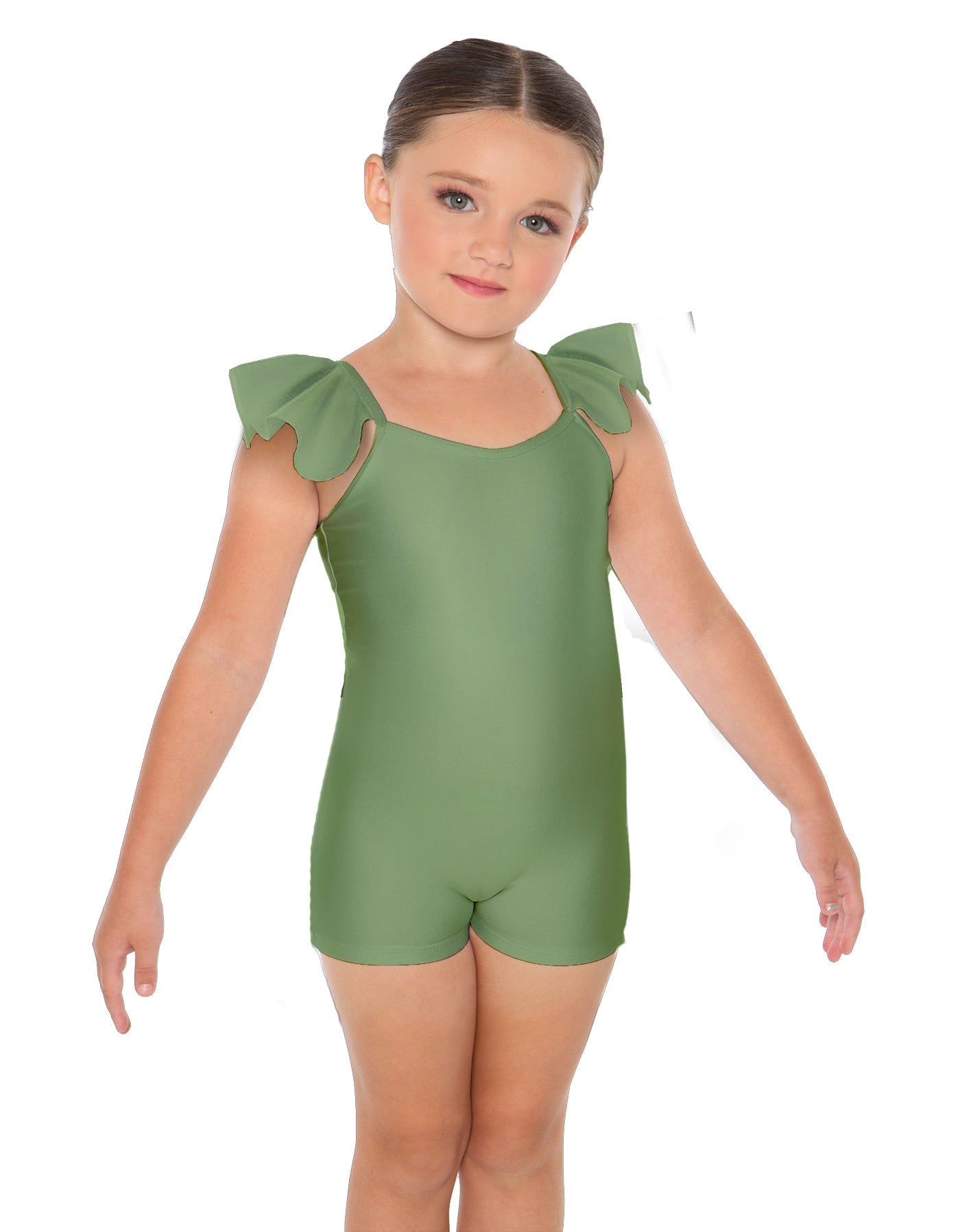 Solid Lycra Camisole Flutter Sleeve Biketard