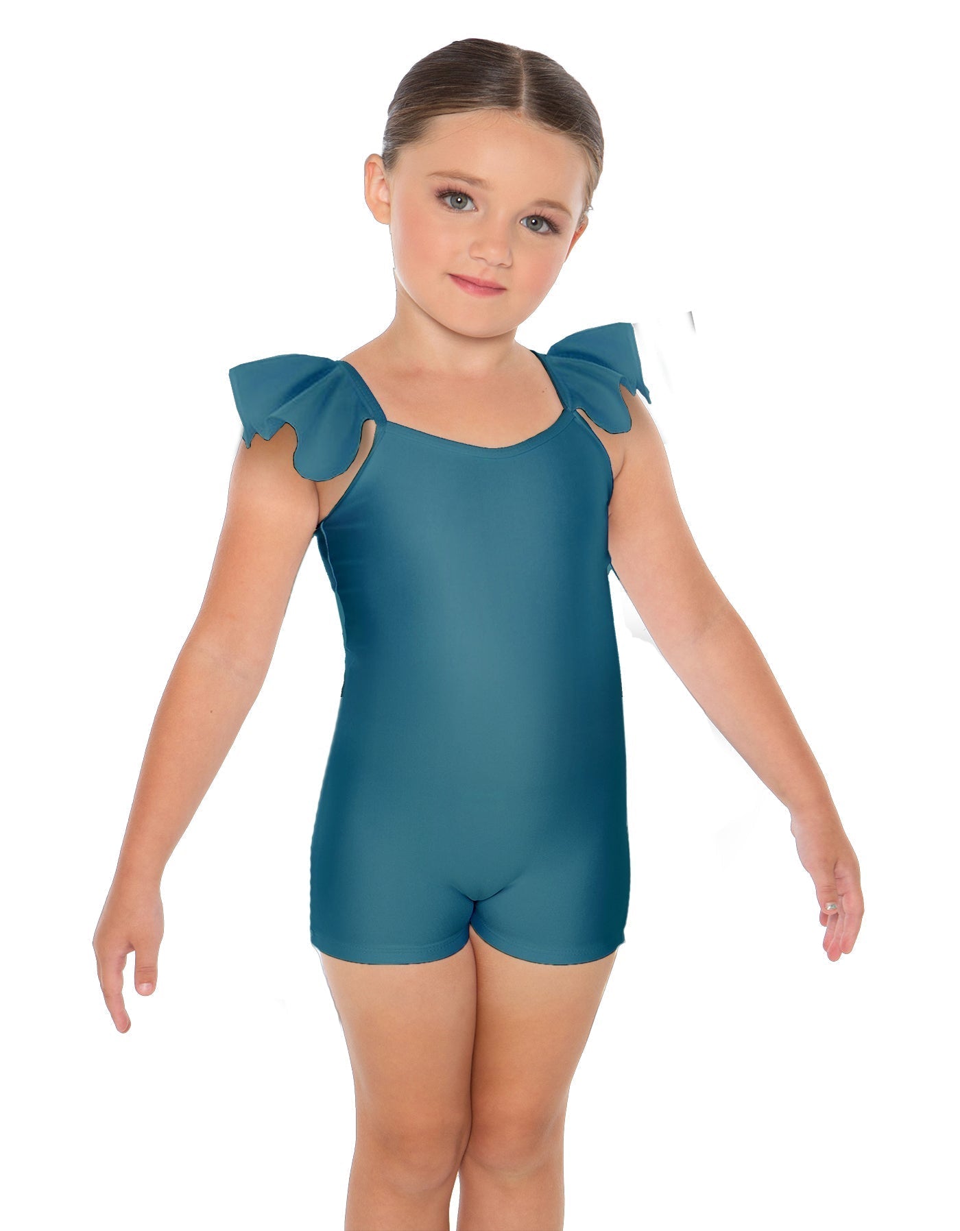 Solid Lycra Camisole Flutter Sleeve Biketard