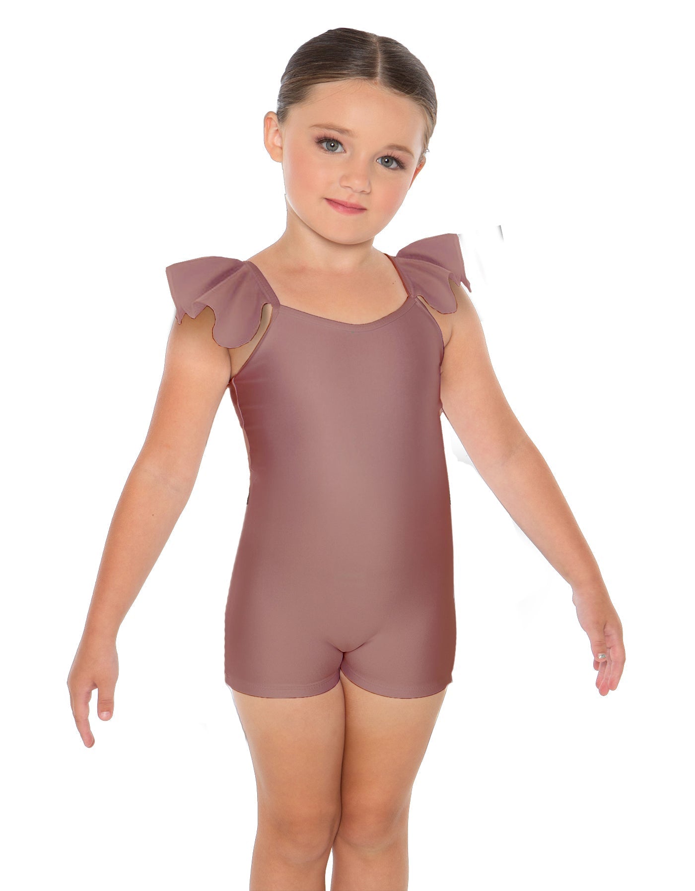 Solid Lycra Camisole Flutter Sleeve Biketard