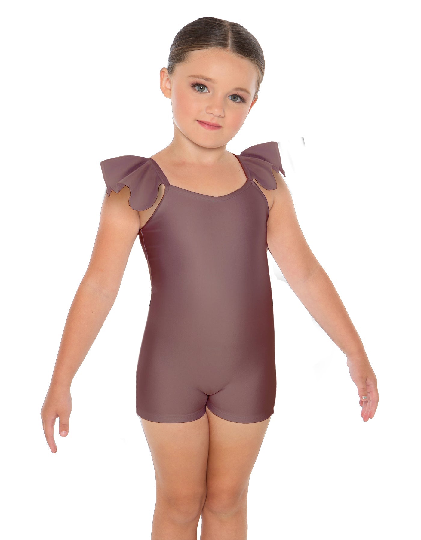 Solid Lycra Camisole Flutter Sleeve Biketard