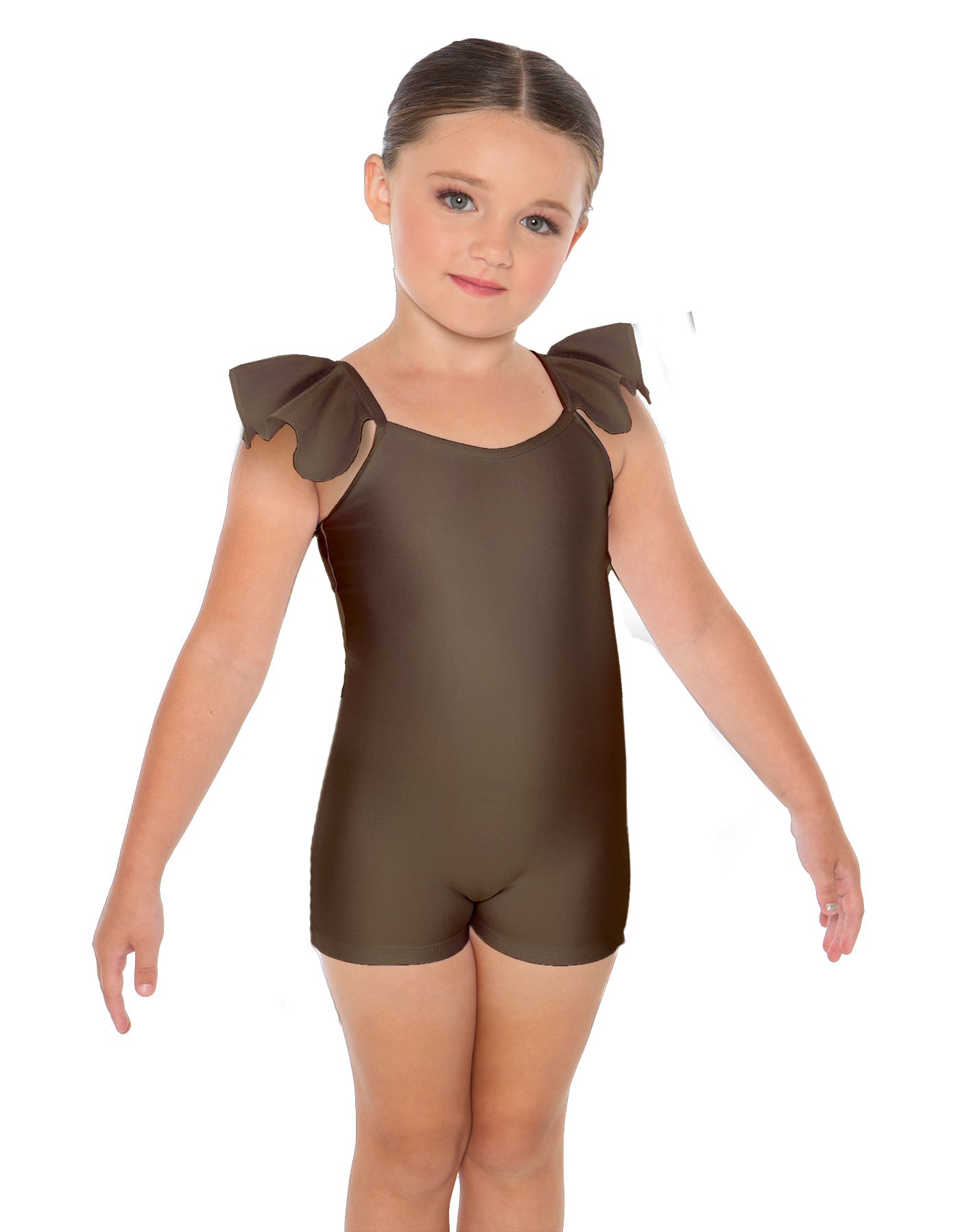 Solid Lycra Camisole Flutter Sleeve Biketard