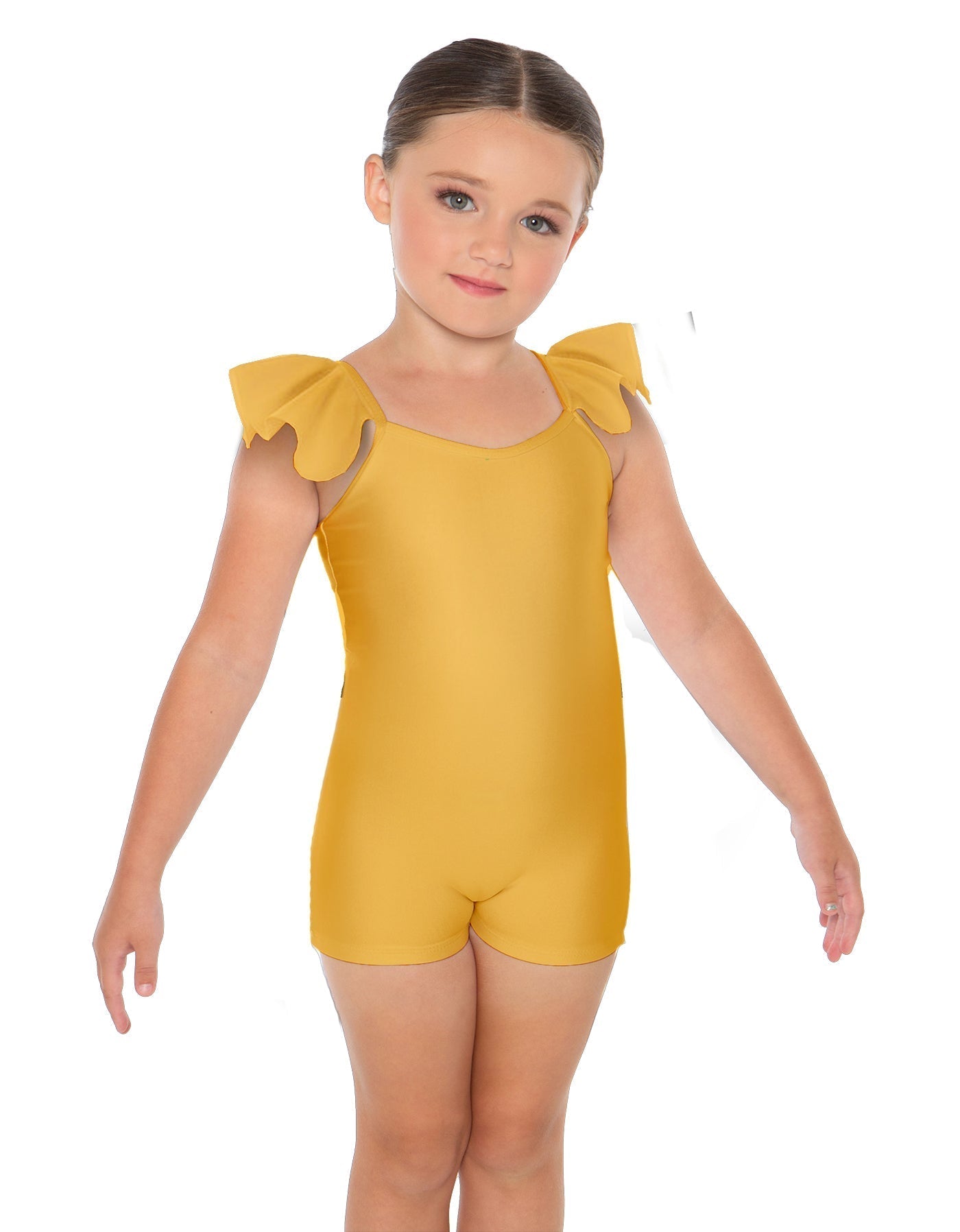 Solid Lycra Camisole Flutter Sleeve Biketard