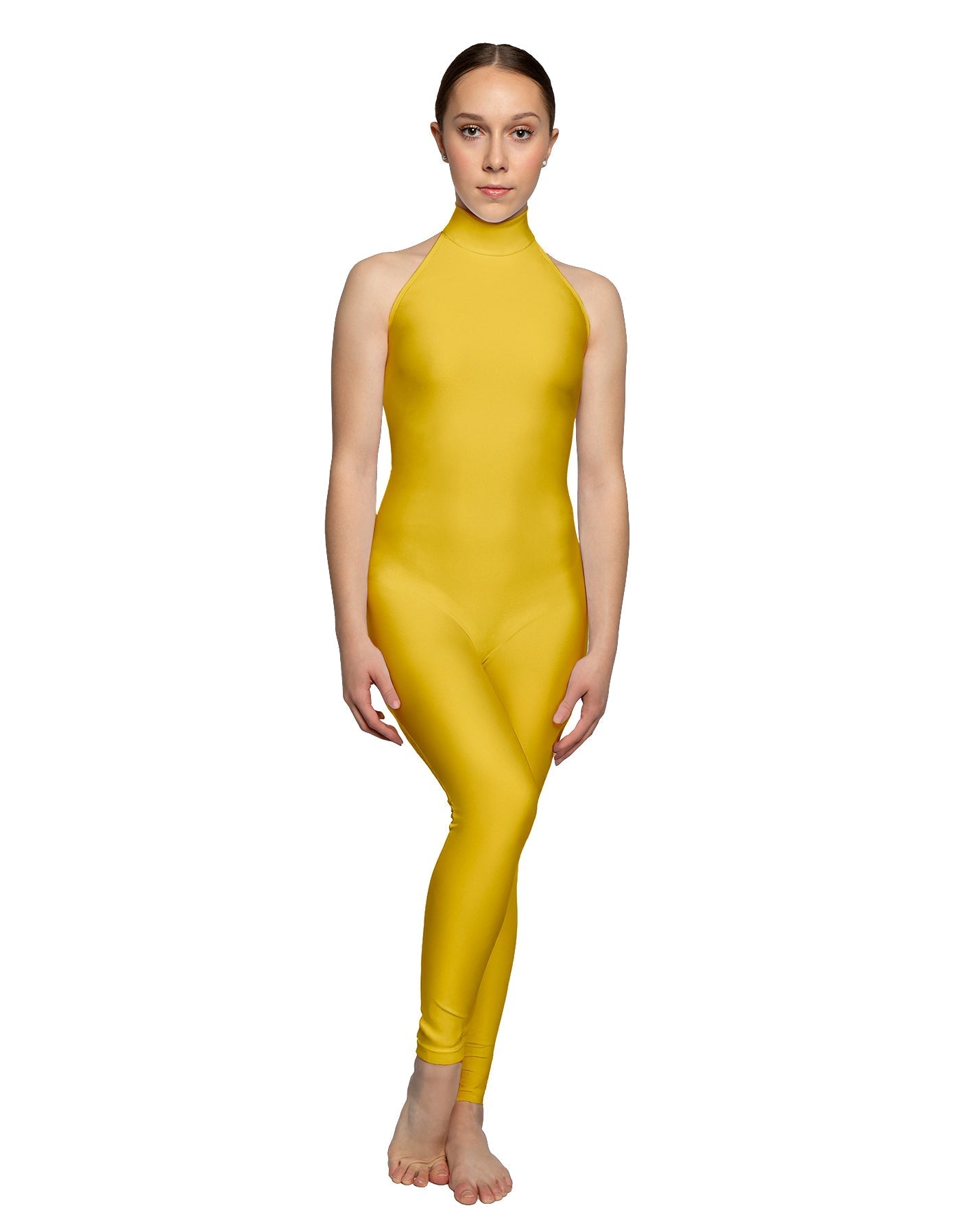 Solid Lycra Halter Low Back Unitard