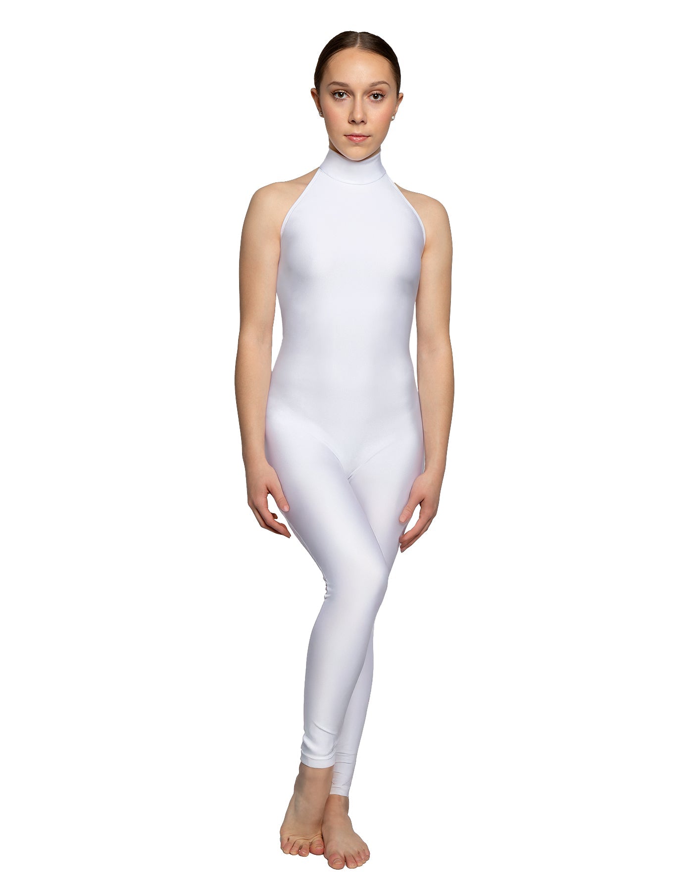 Solid Lycra Halter Low Back Unitard