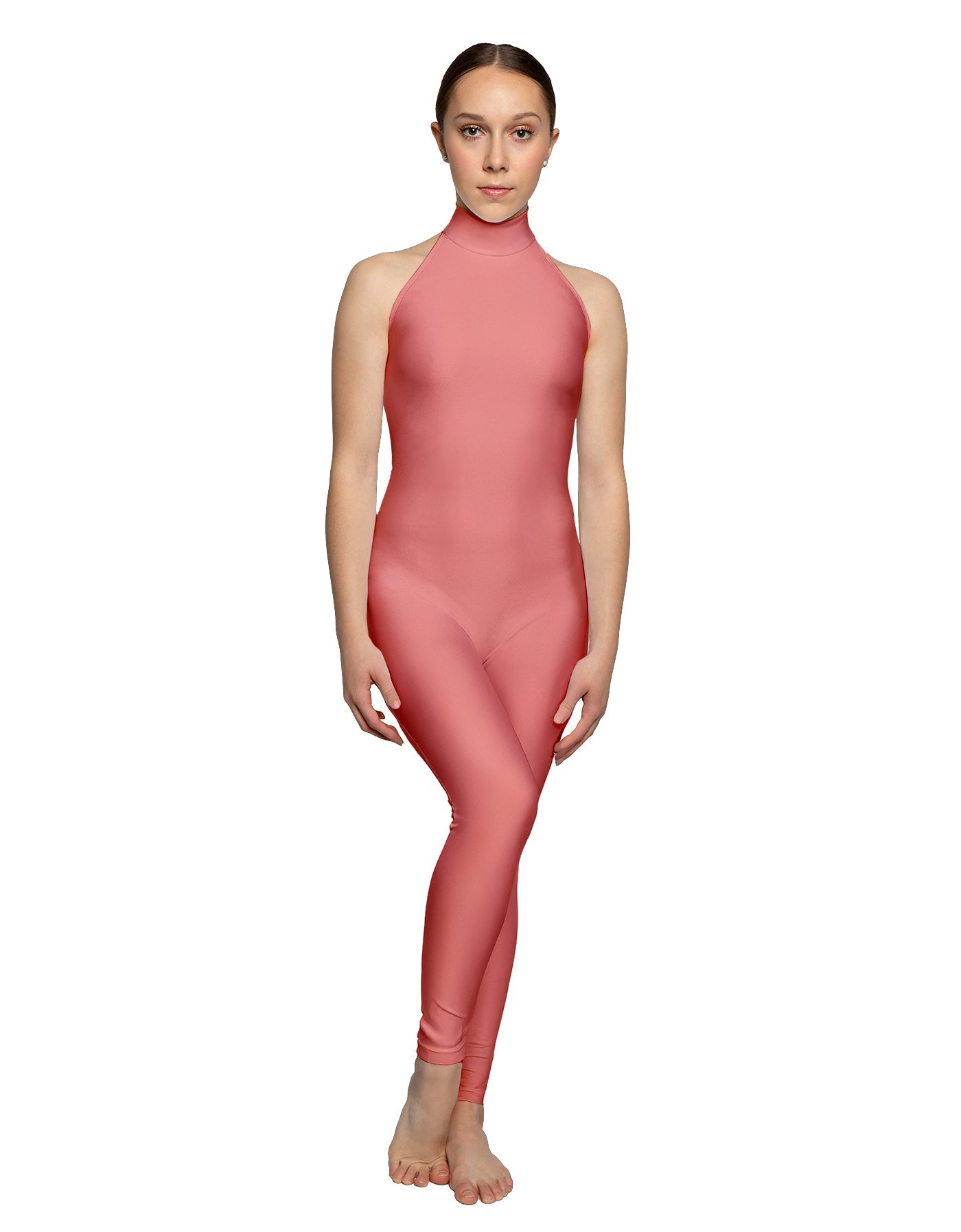 Solid Lycra Halter Low Back Unitard