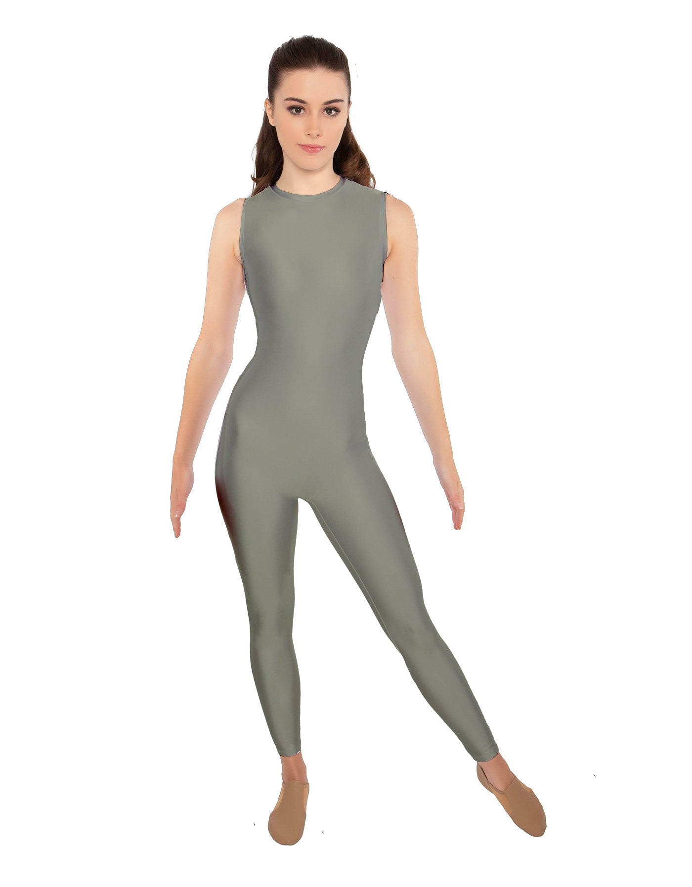 Solid Lycra Sleeveless Open Back Unitard
