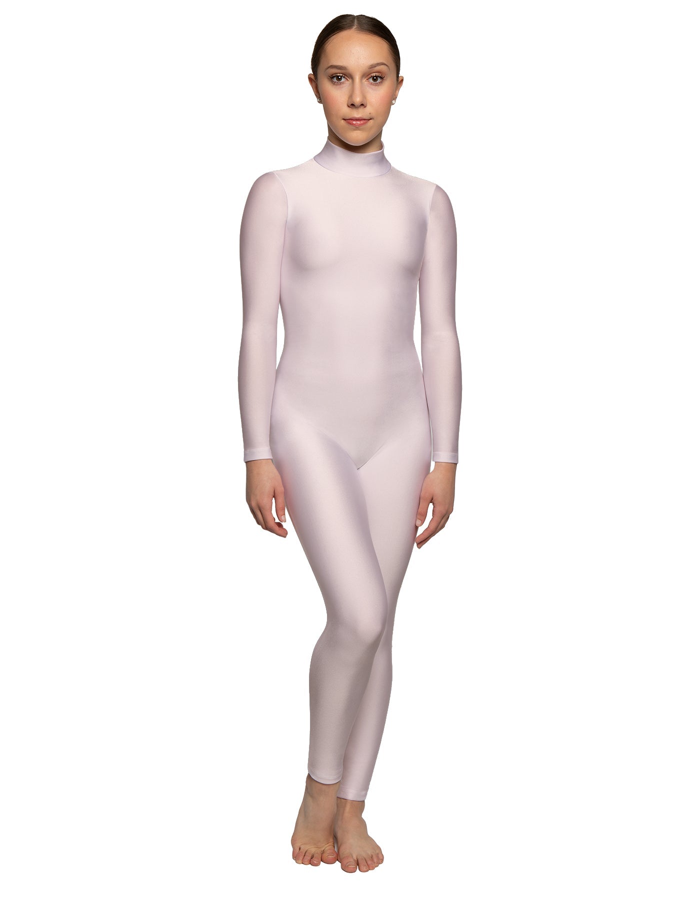 Solid Lycra LS Tneck Open Back Unitard