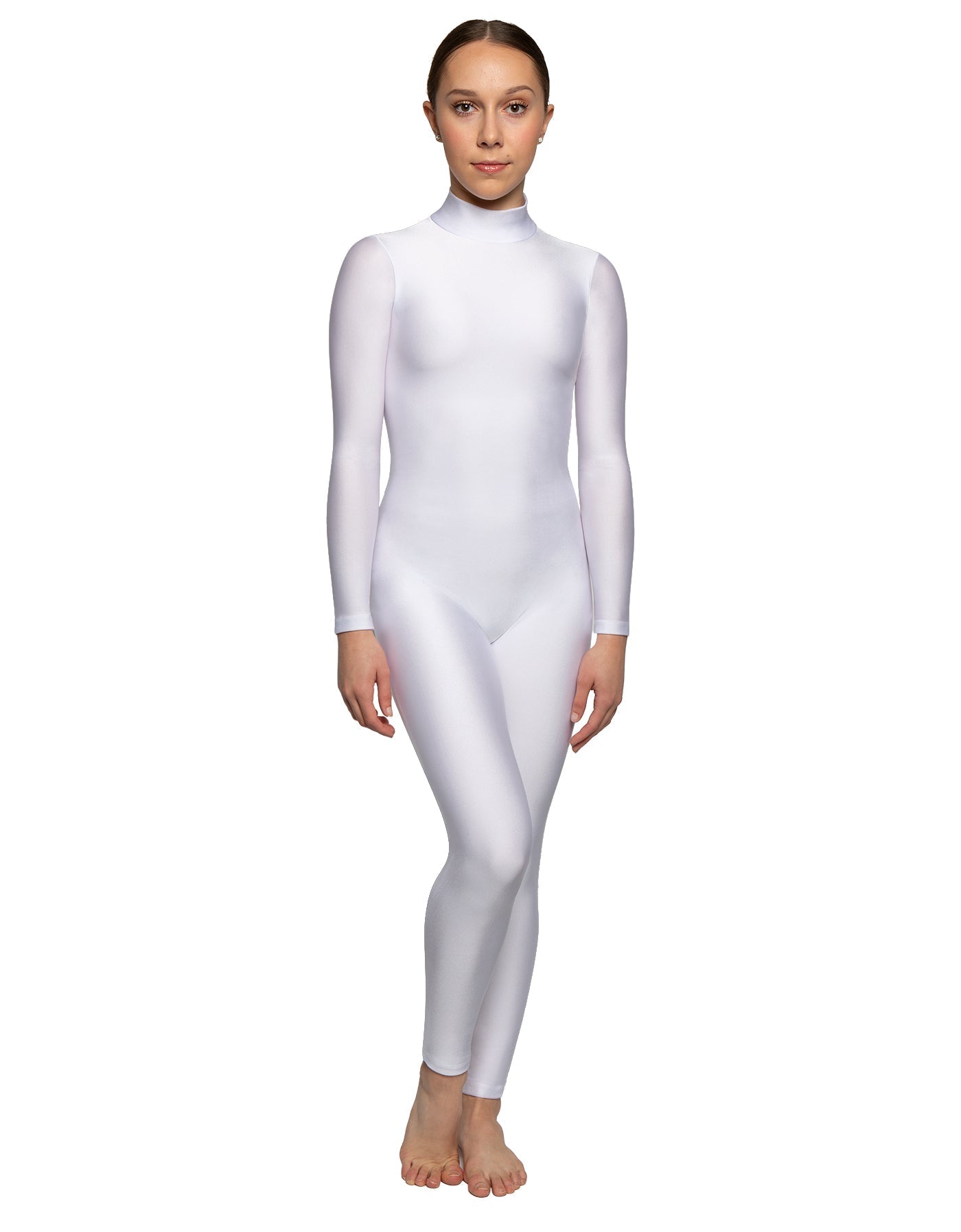 Solid Lycra LS Tneck Open Back Unitard