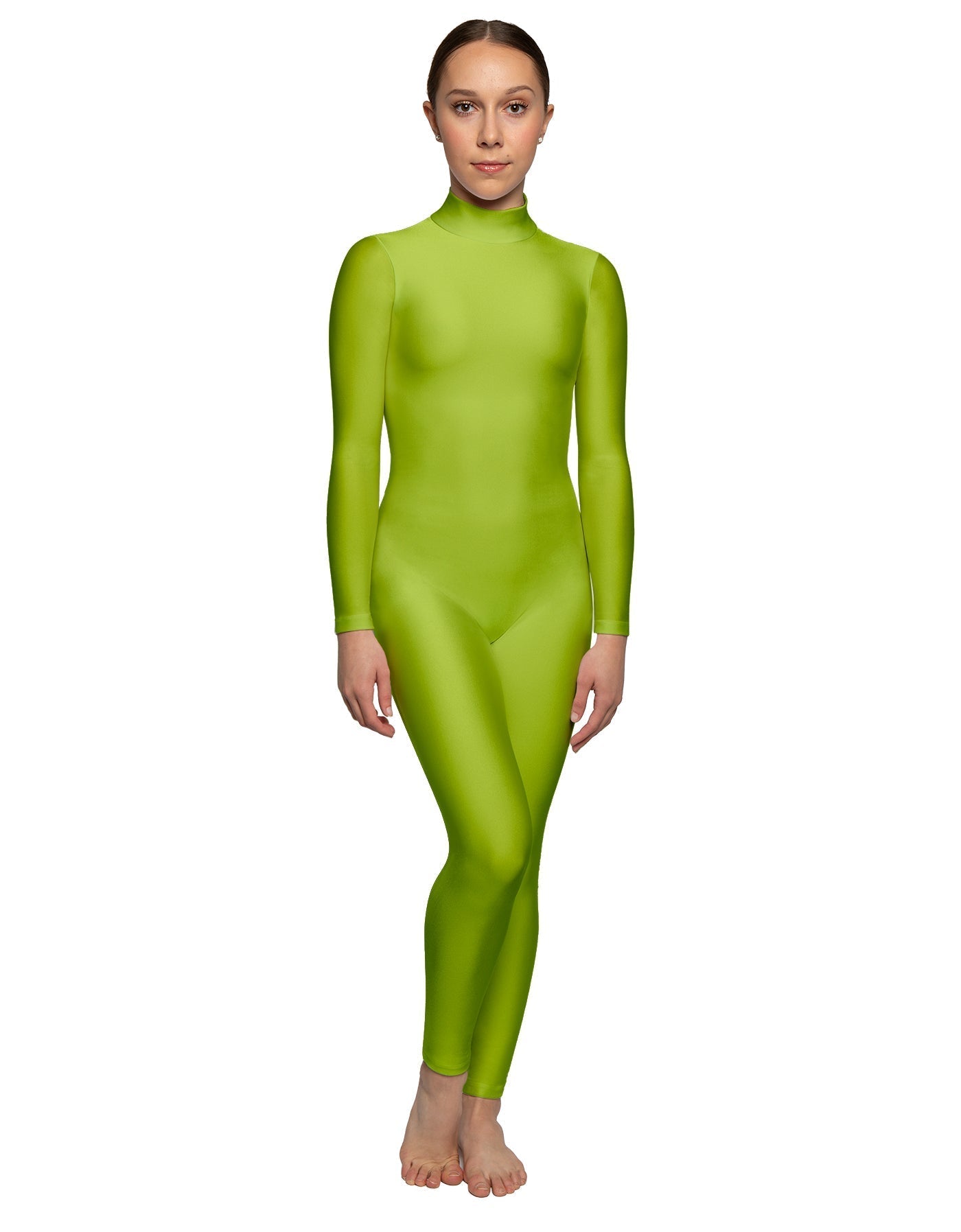 Solid Lycra LS Tneck Open Back Unitard