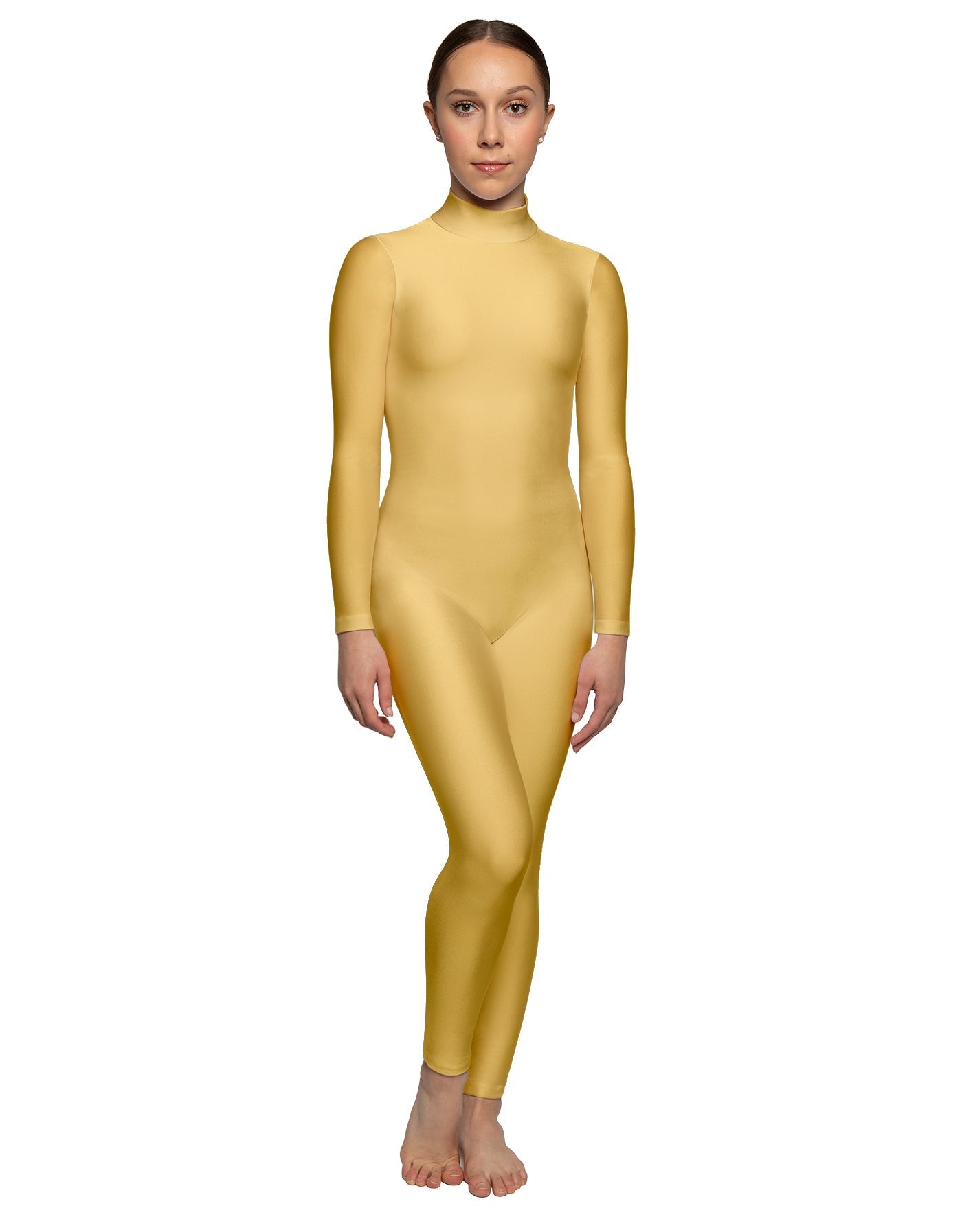 Solid Lycra LS Tneck Open Back Unitard