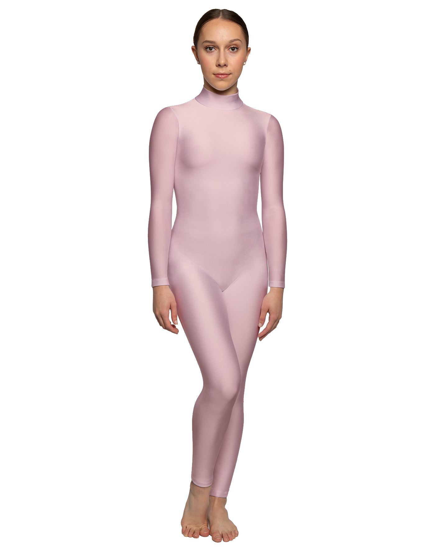 Solid Lycra LS Tneck Open Back Unitard