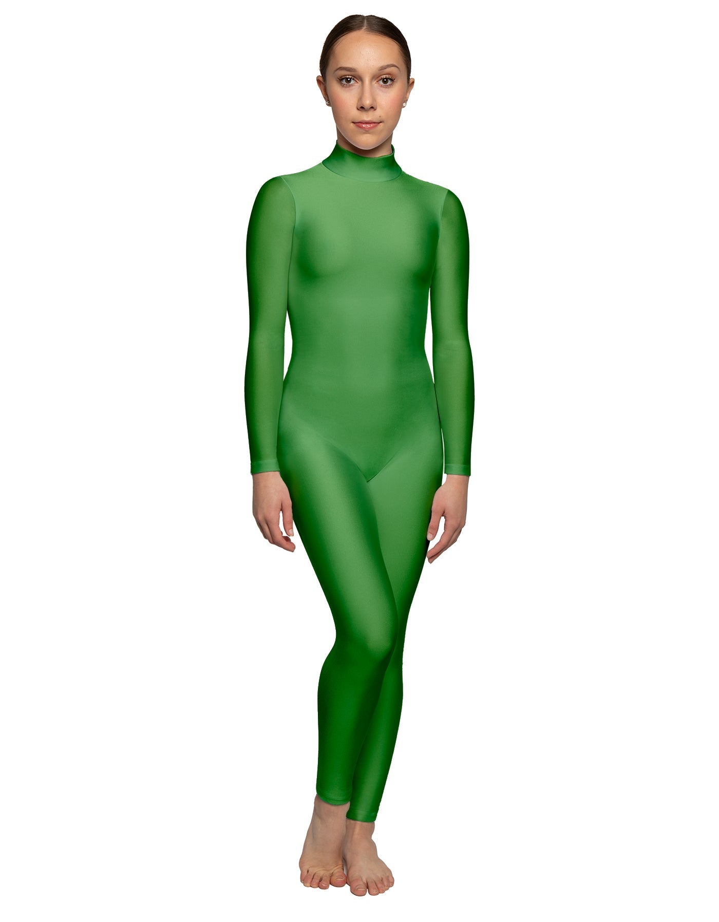 Solid Lycra LS Tneck Open Back Unitard