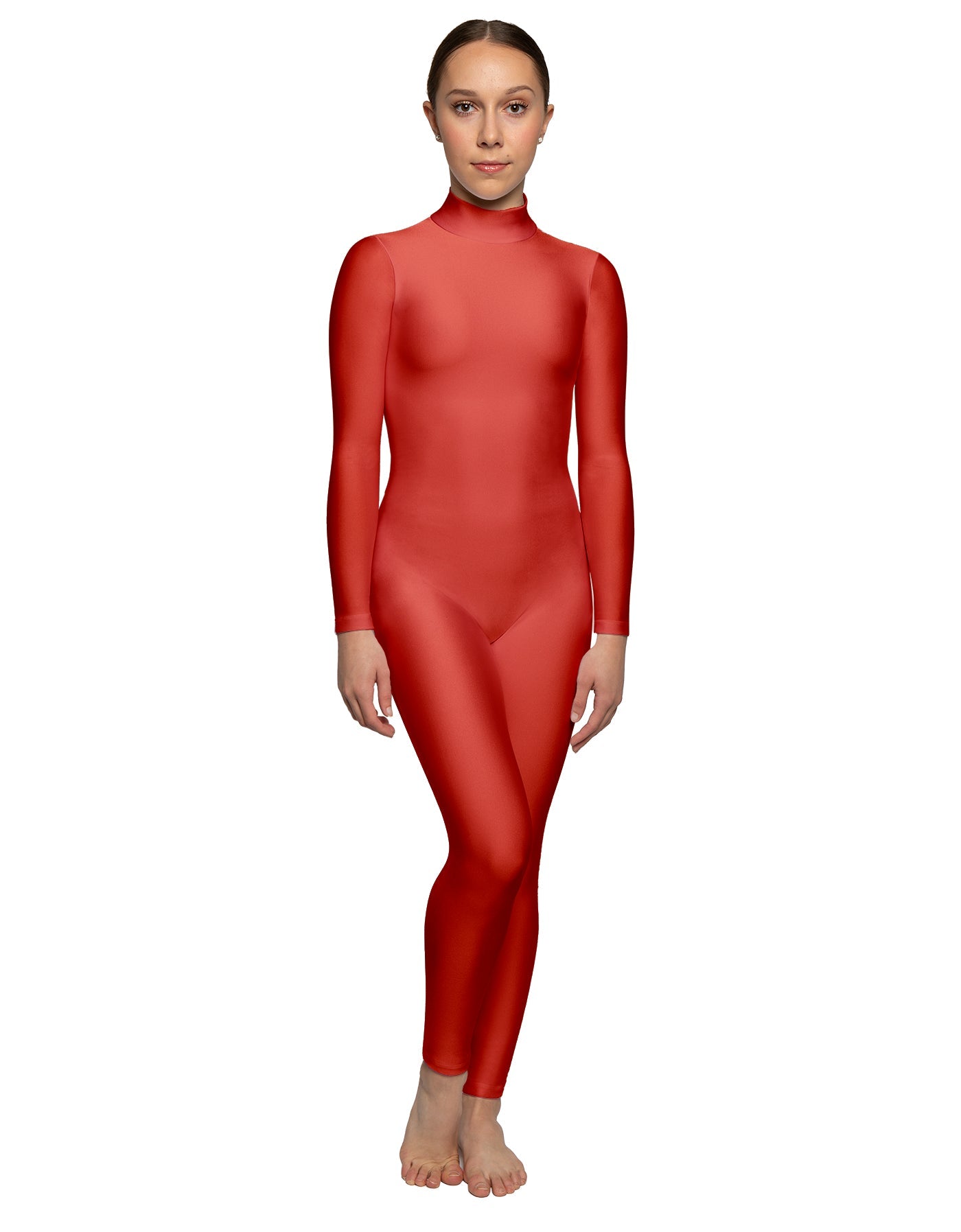 Solid Lycra LS Tneck Open Back Unitard