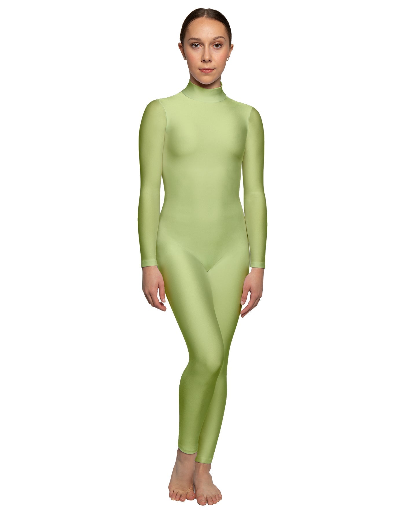 Solid Lycra LS Tneck Open Back Unitard