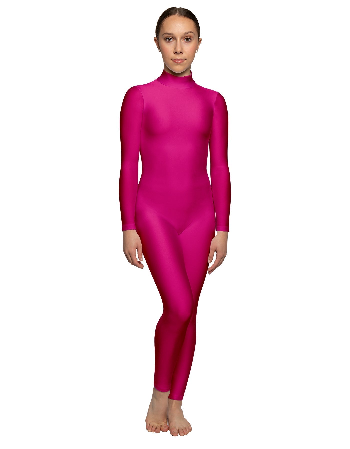 Solid Lycra LS Tneck Open Back Unitard