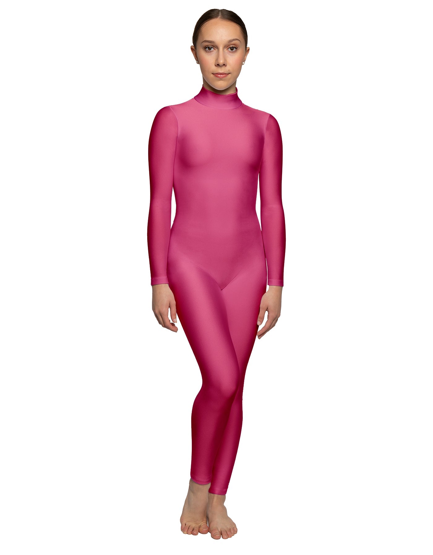 Solid Lycra LS Tneck Open Back Unitard