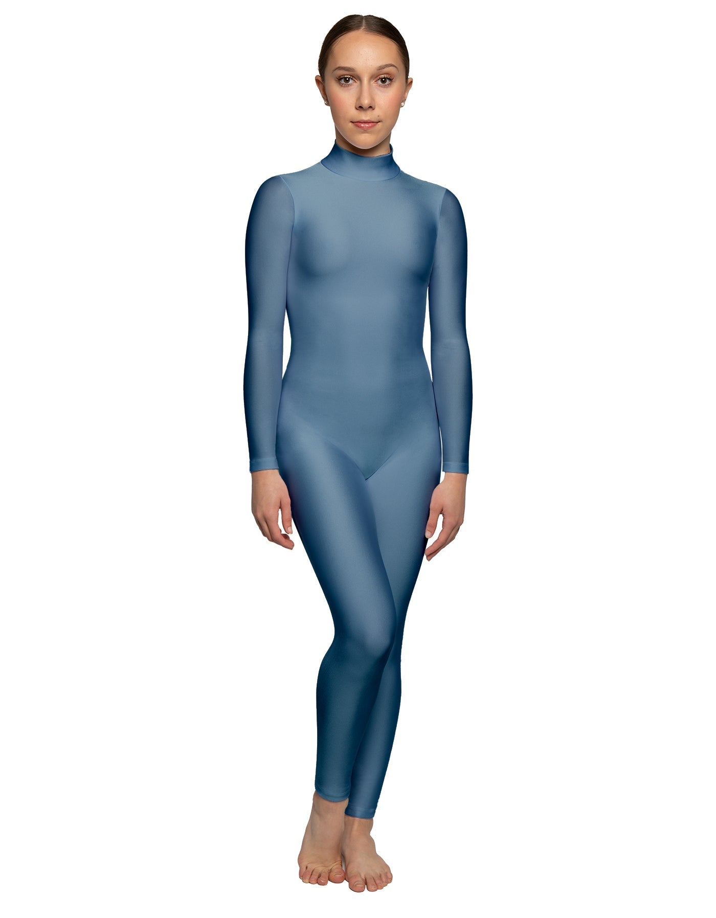 Solid Lycra LS Tneck Open Back Unitard
