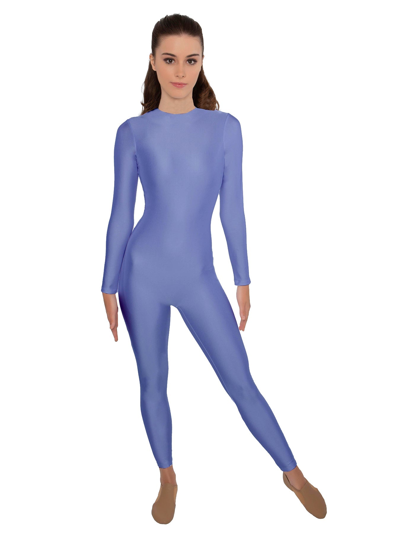 Solid Lycra LS Open Back Unitard