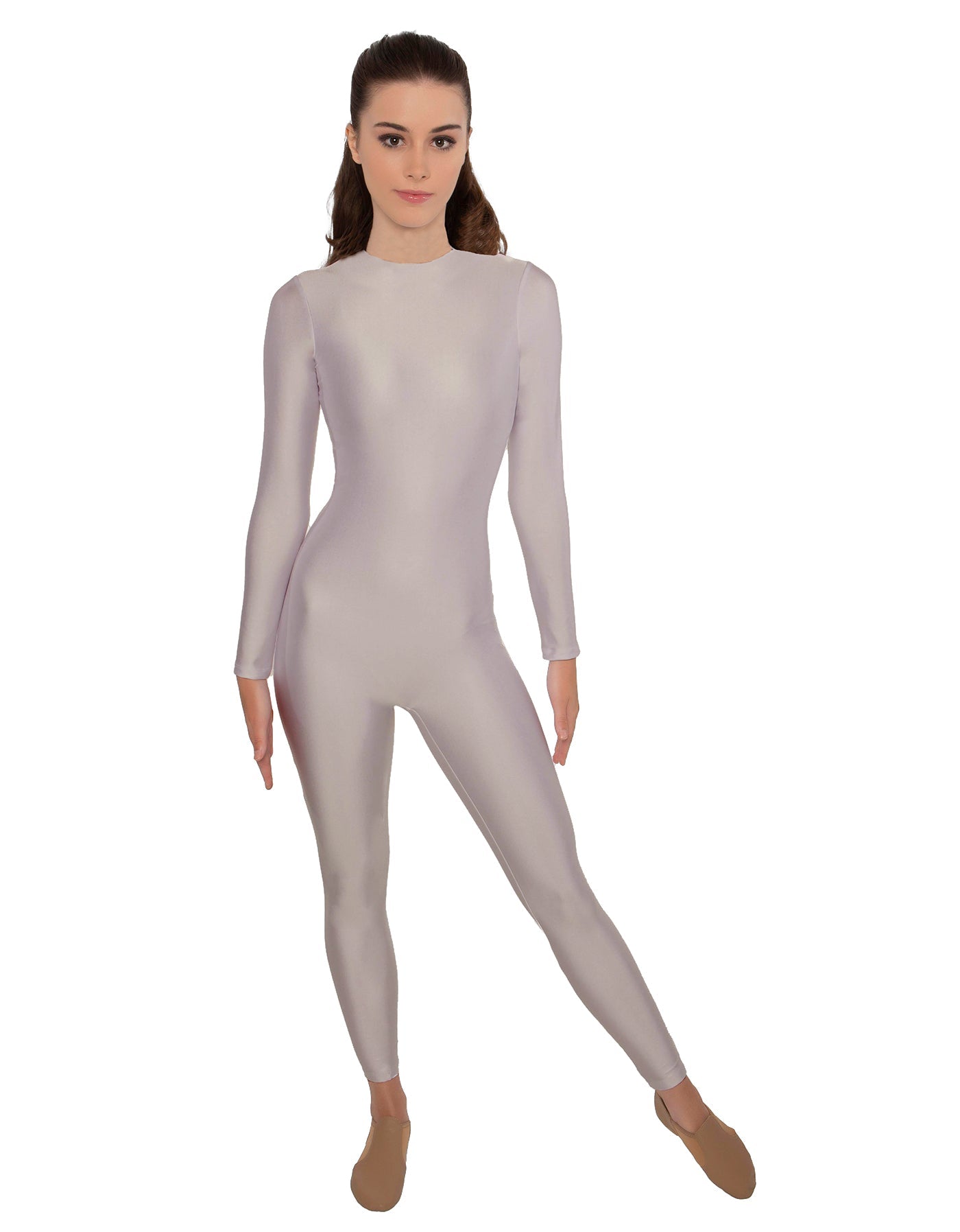 Solid Lycra LS Open Back Unitard