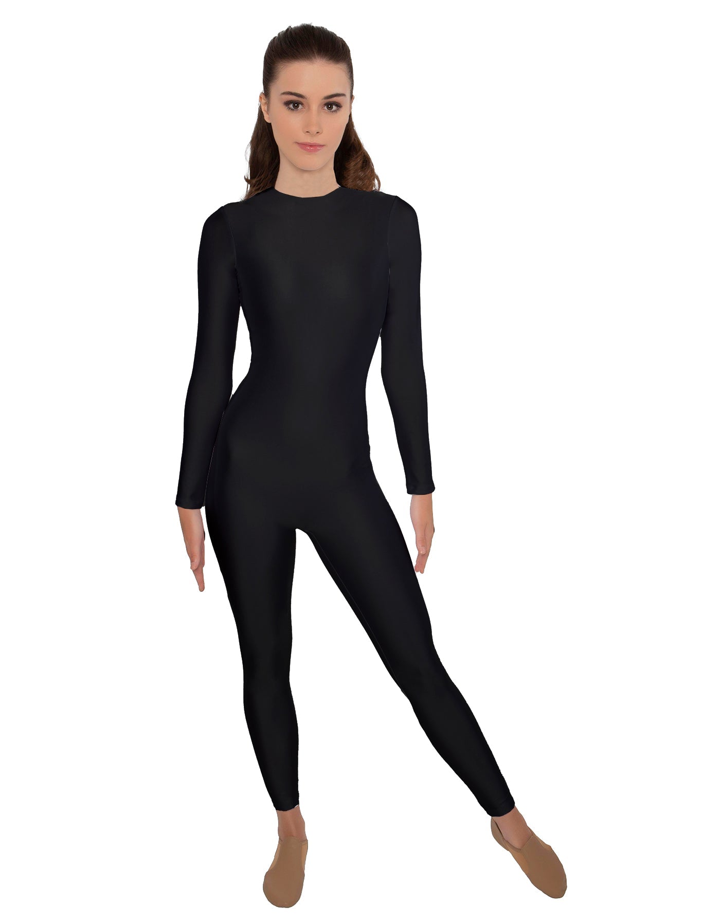 Solid Lycra LS Open Back Unitard