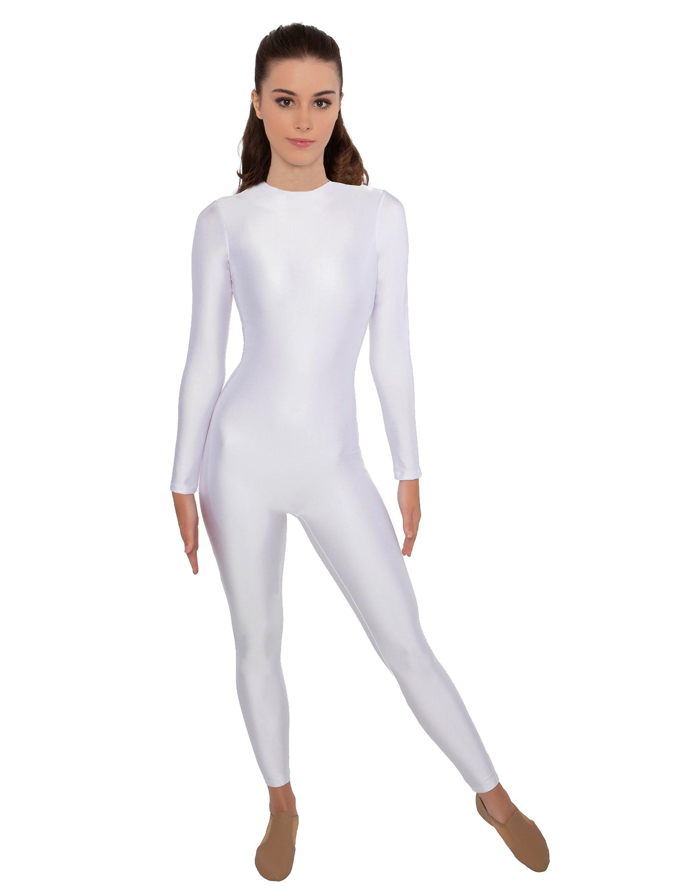 Solid Lycra LS Open Back Unitard